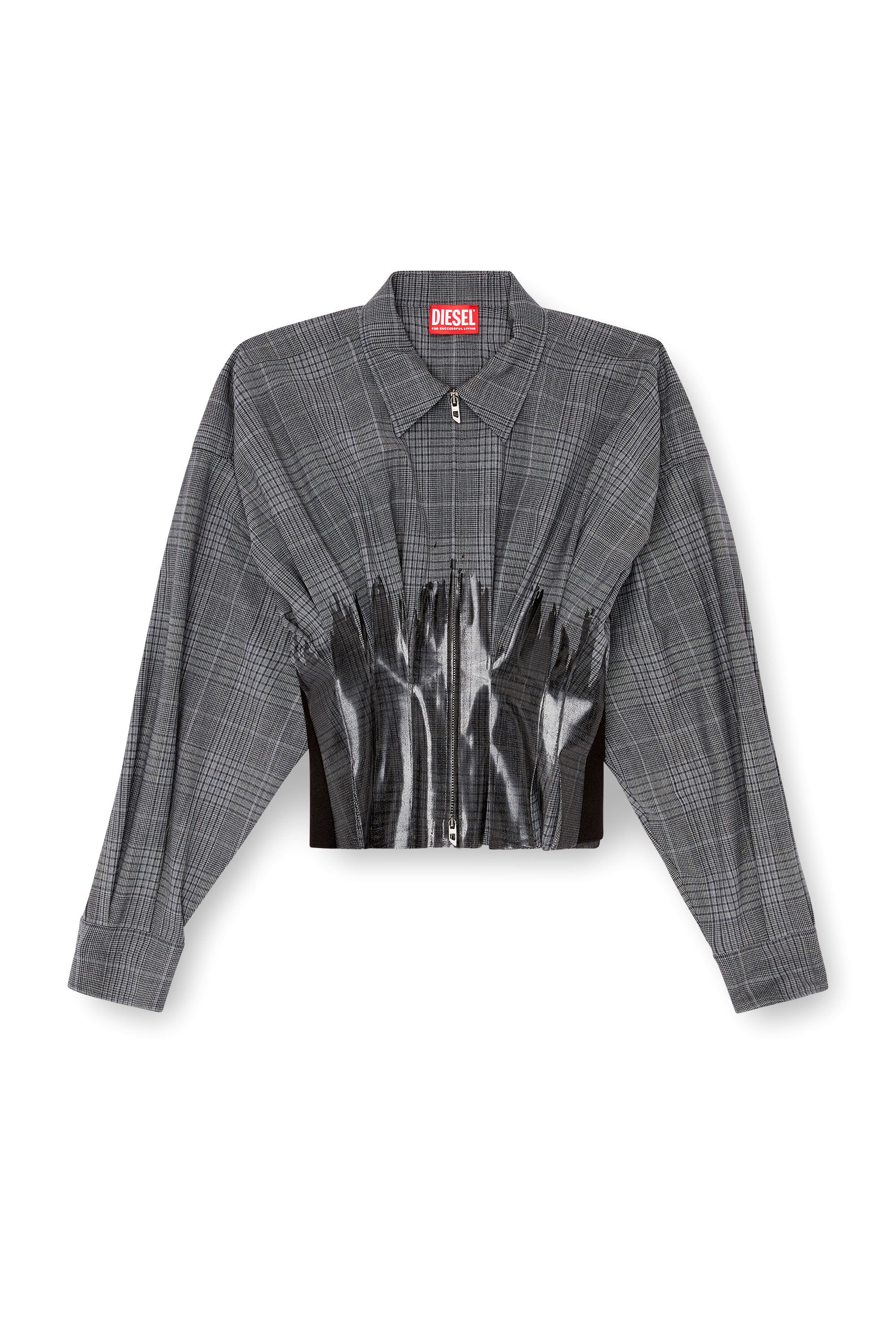 Diesel - C-ANBU, Female's Prince of Wales drop shoulder shacket in グレー - 2