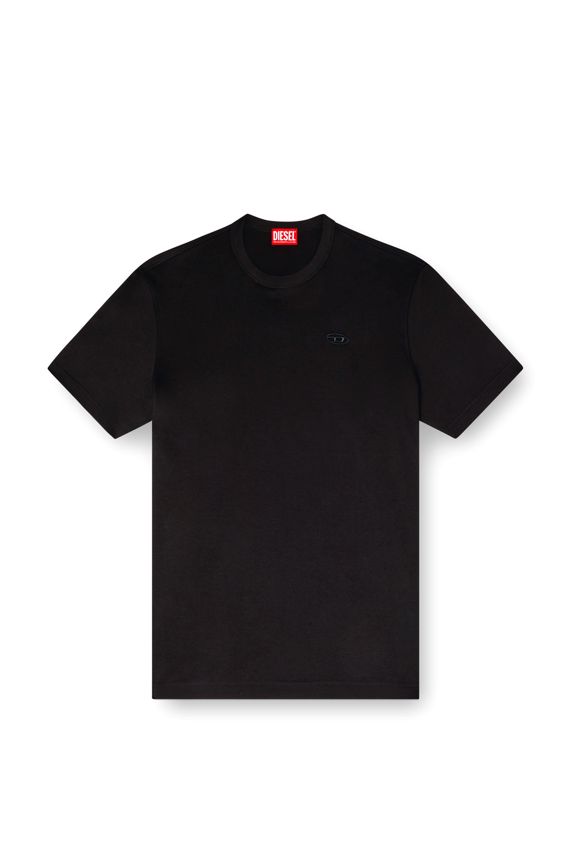 Diesel - T-ADJUST-SLITS-R17, Male's T-shirt with tonal logo embroidery in ブラック - 2