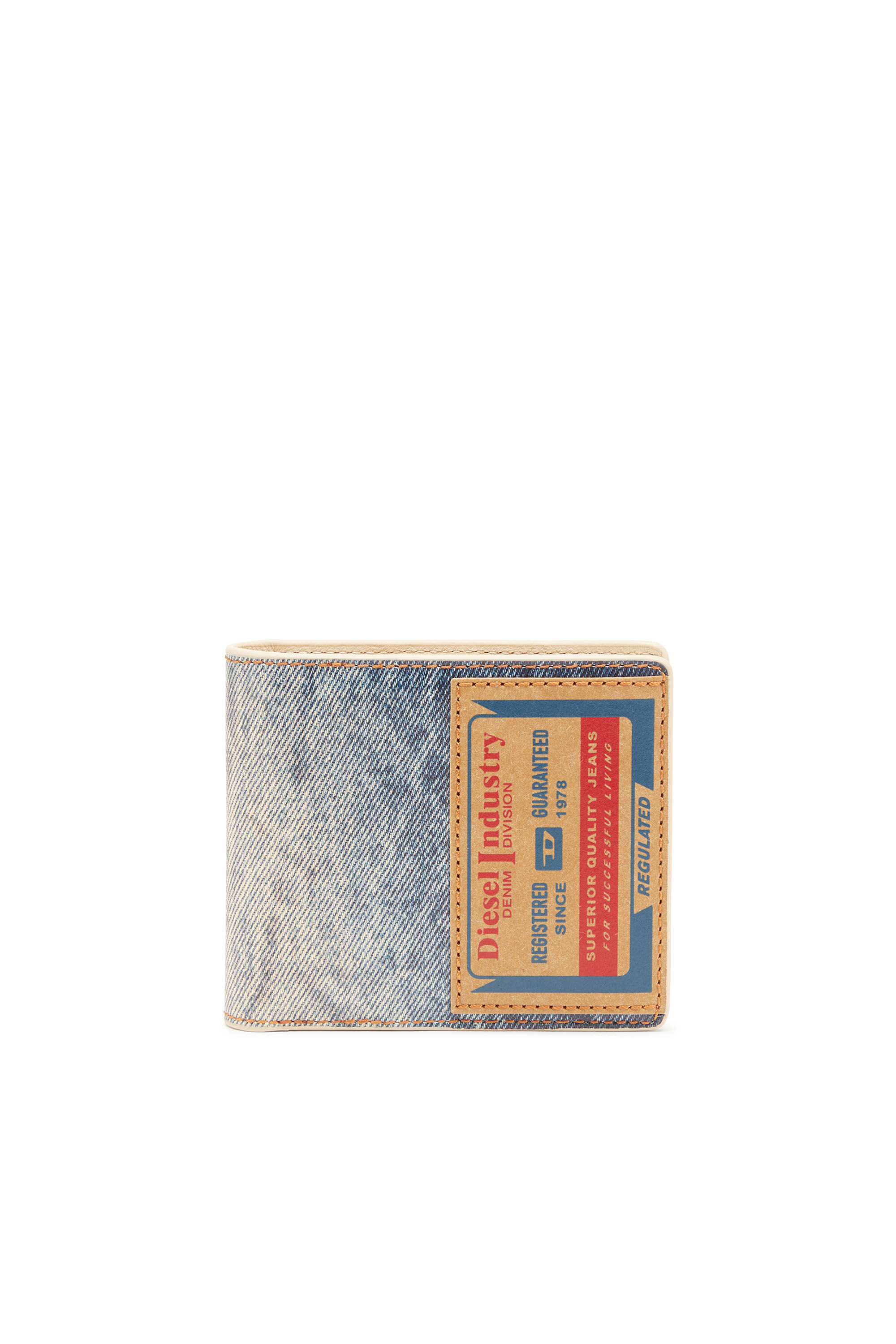 JACKRON BI-FOLD COIN S Leather bi-fold wallet with denim print  