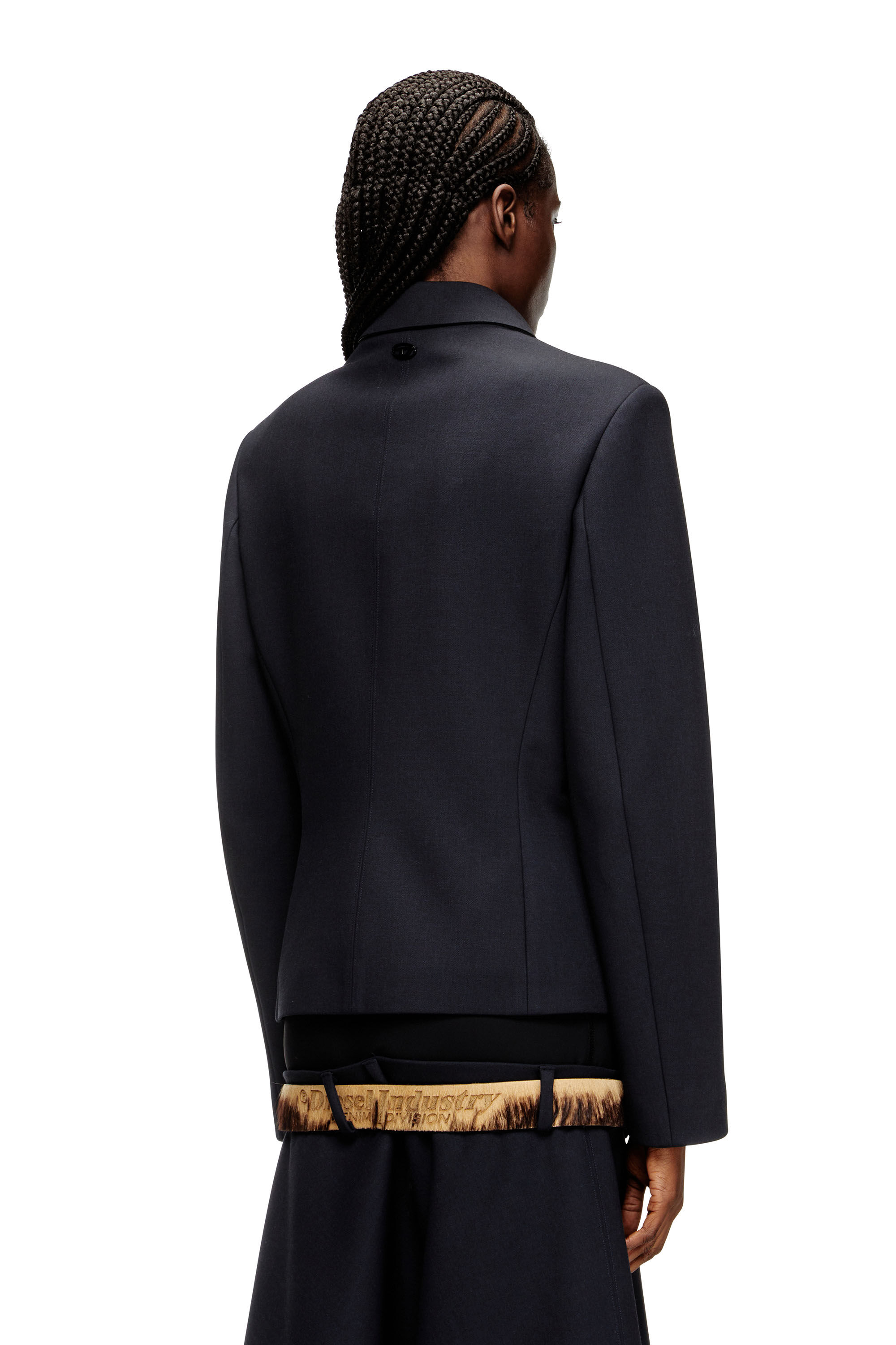 G-CESARA-BOND Collared jacket in neoprene-bonded fabric｜ブルー