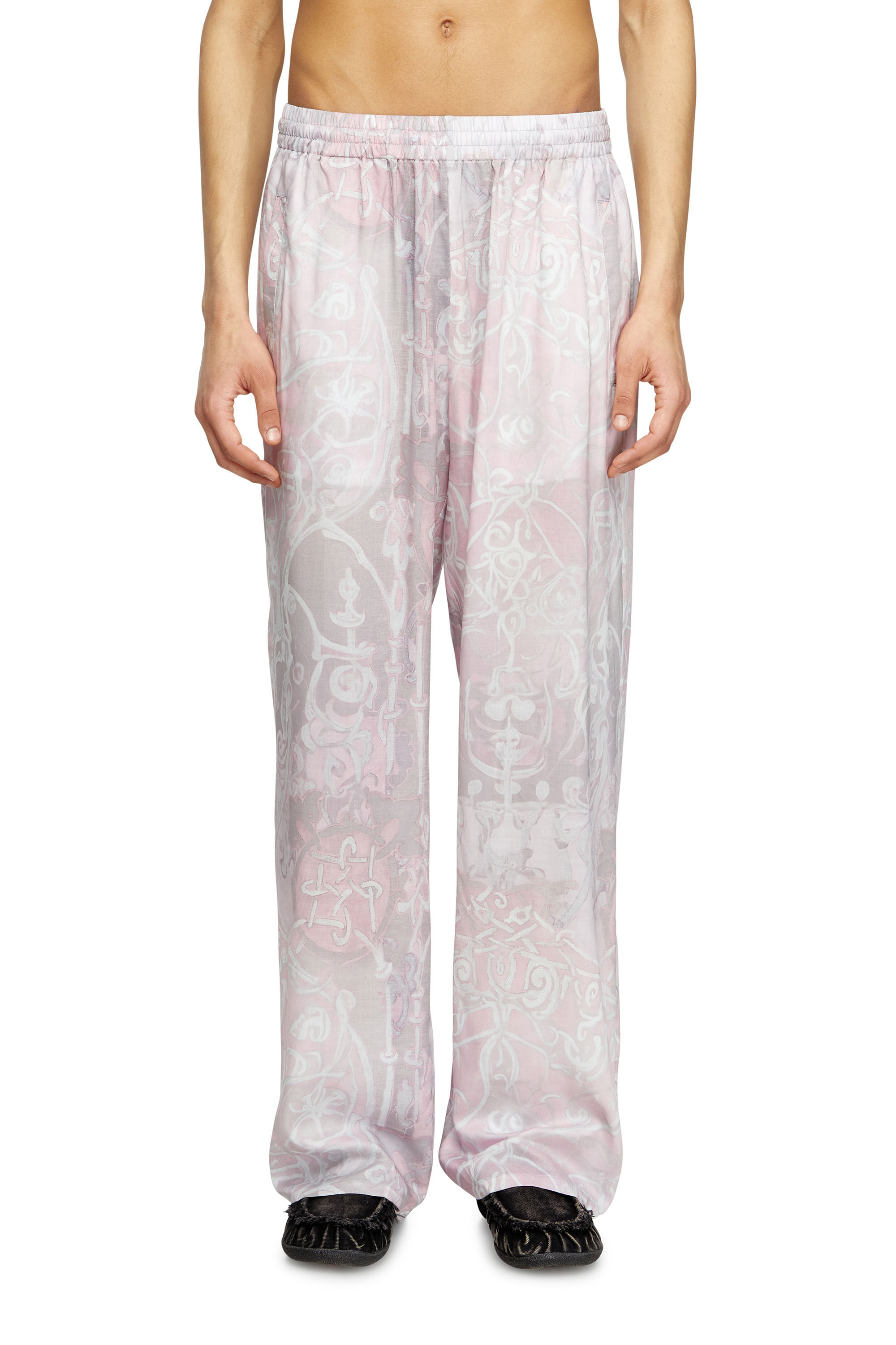Diesel - P-THECK-A-AJFW, Unisex's Track pants with medieval print in ピンク / ホワイト - 3