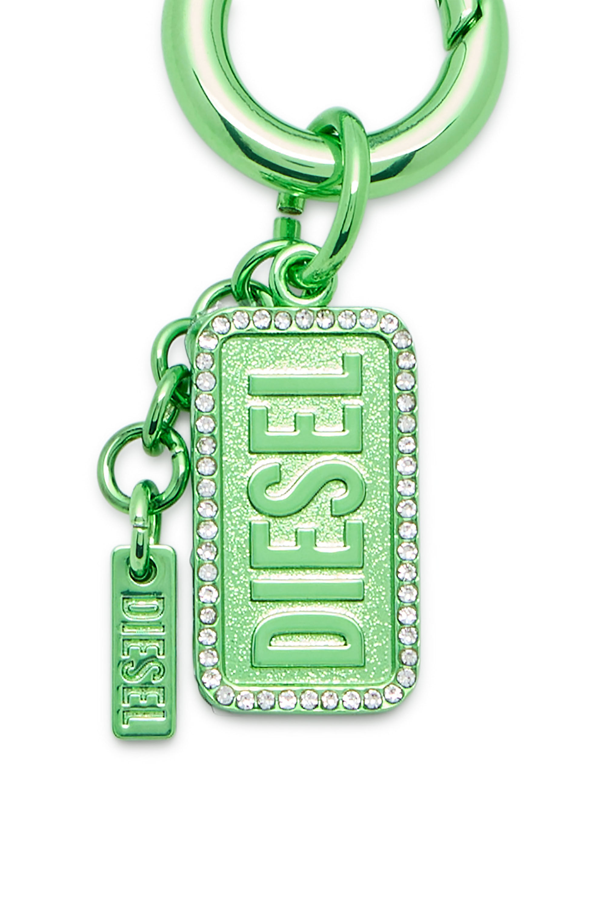 CHARM-DIESEL Metal keyring with Diesel logo and rhinestones