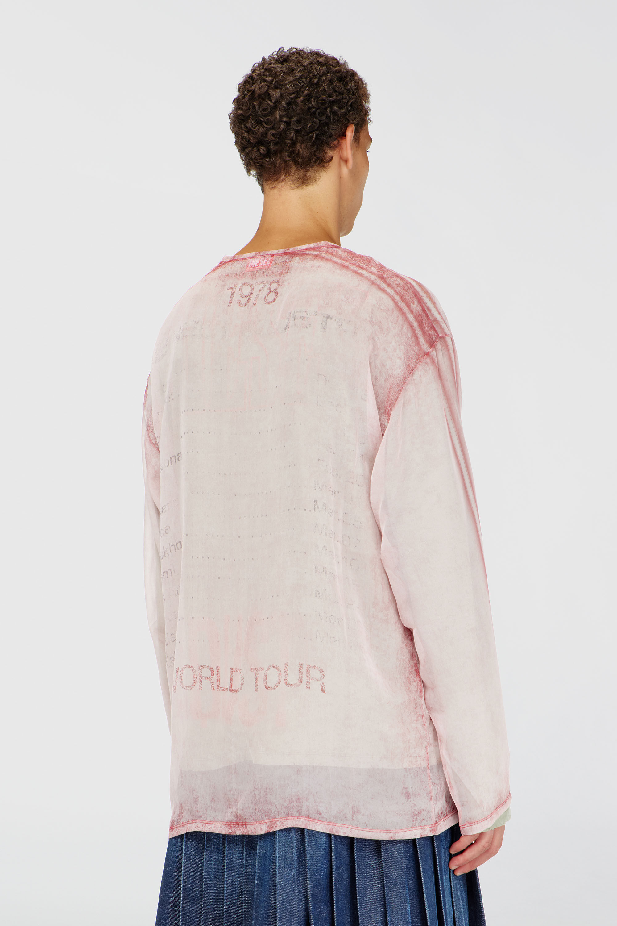 T-DOUBLEX-LS Sheer chiffon top with concert graphics｜ピンク