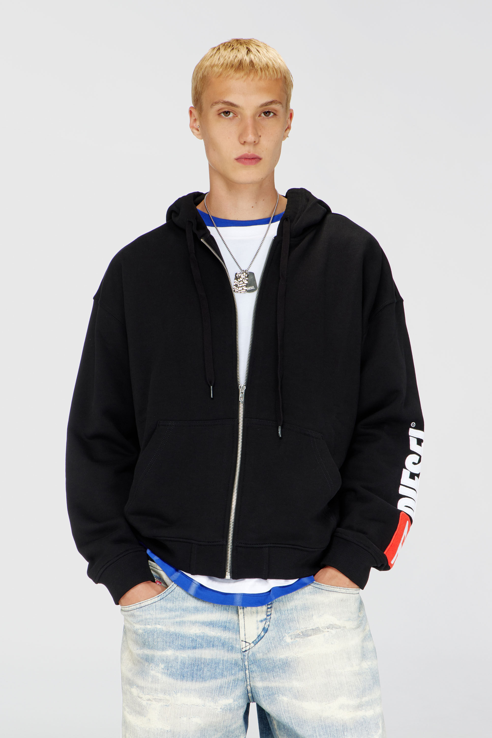 S-BOXT-ZIP-HOOD-DIV ジップアップパーカー｜ブラック｜メンズ｜DIESEL