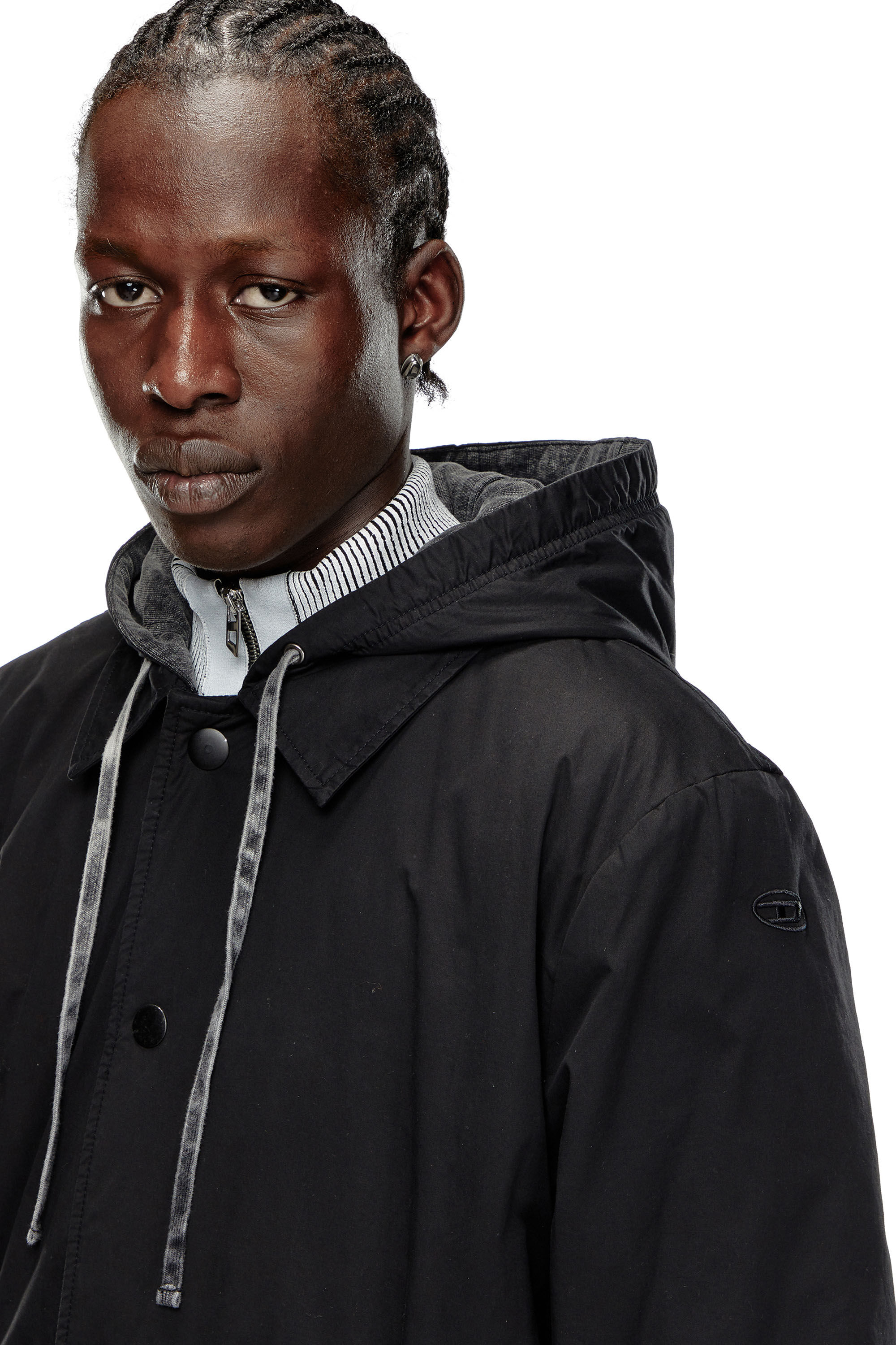 J-MARLON Hooded rain coat in cotton poplin｜ブラック｜メンズ