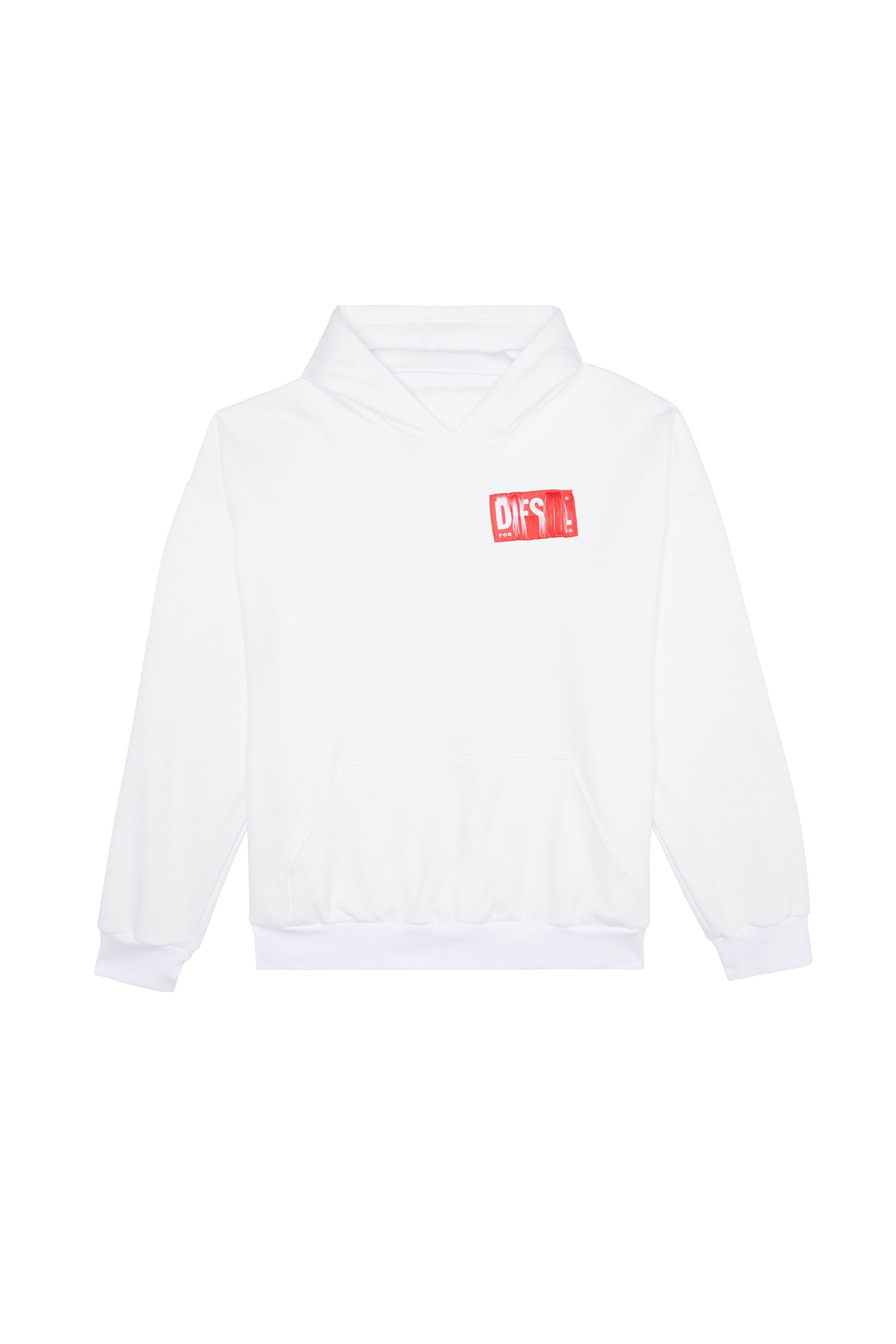 Diesel - S-NLABEL-HOOD, Male's パーカー デストロイドロゴ in ホワイト - 2