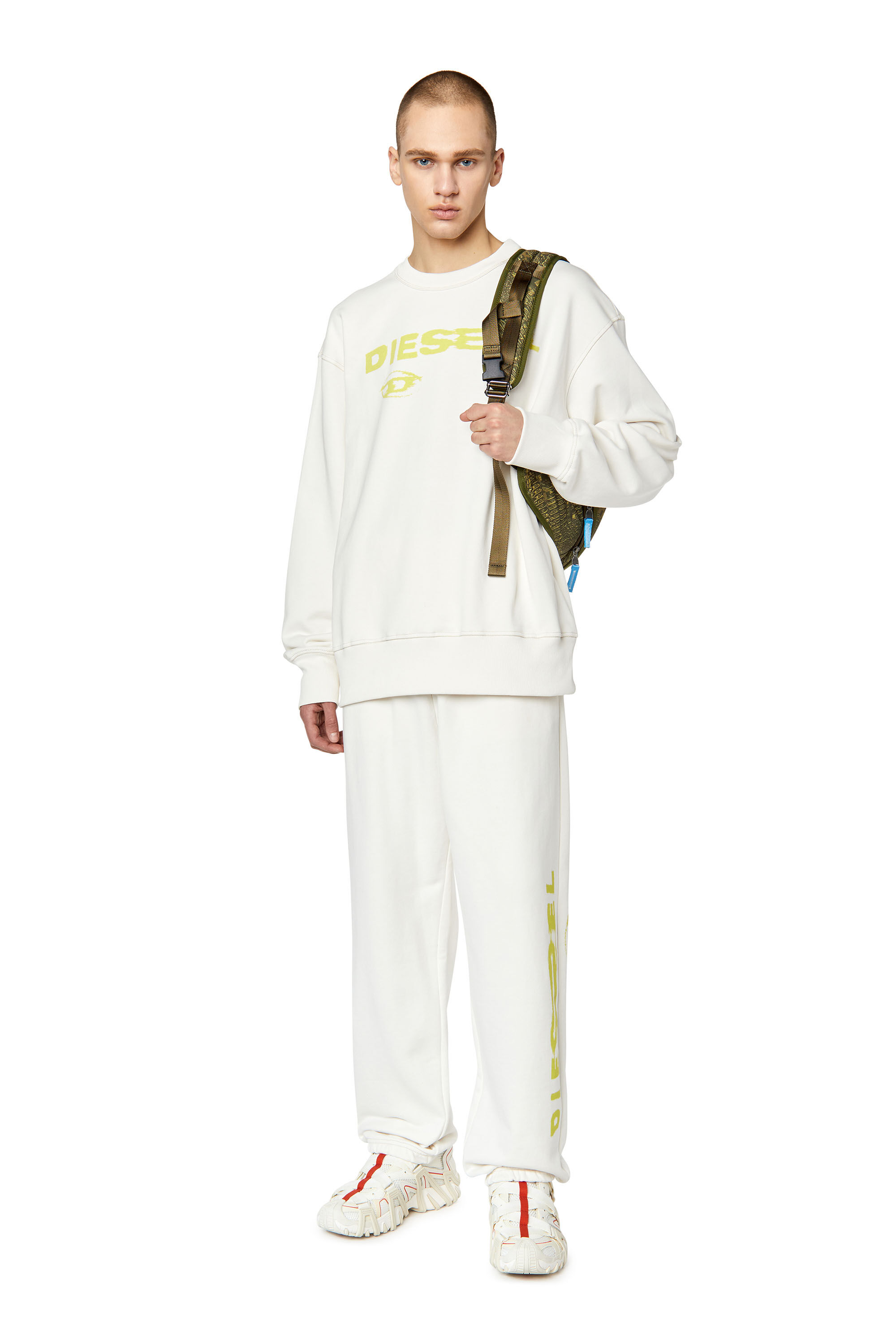 Diesel - S-MACS-G5, Male's クルーネック スウェット ウォータープリント ルーズフィット in ホワイト - 1