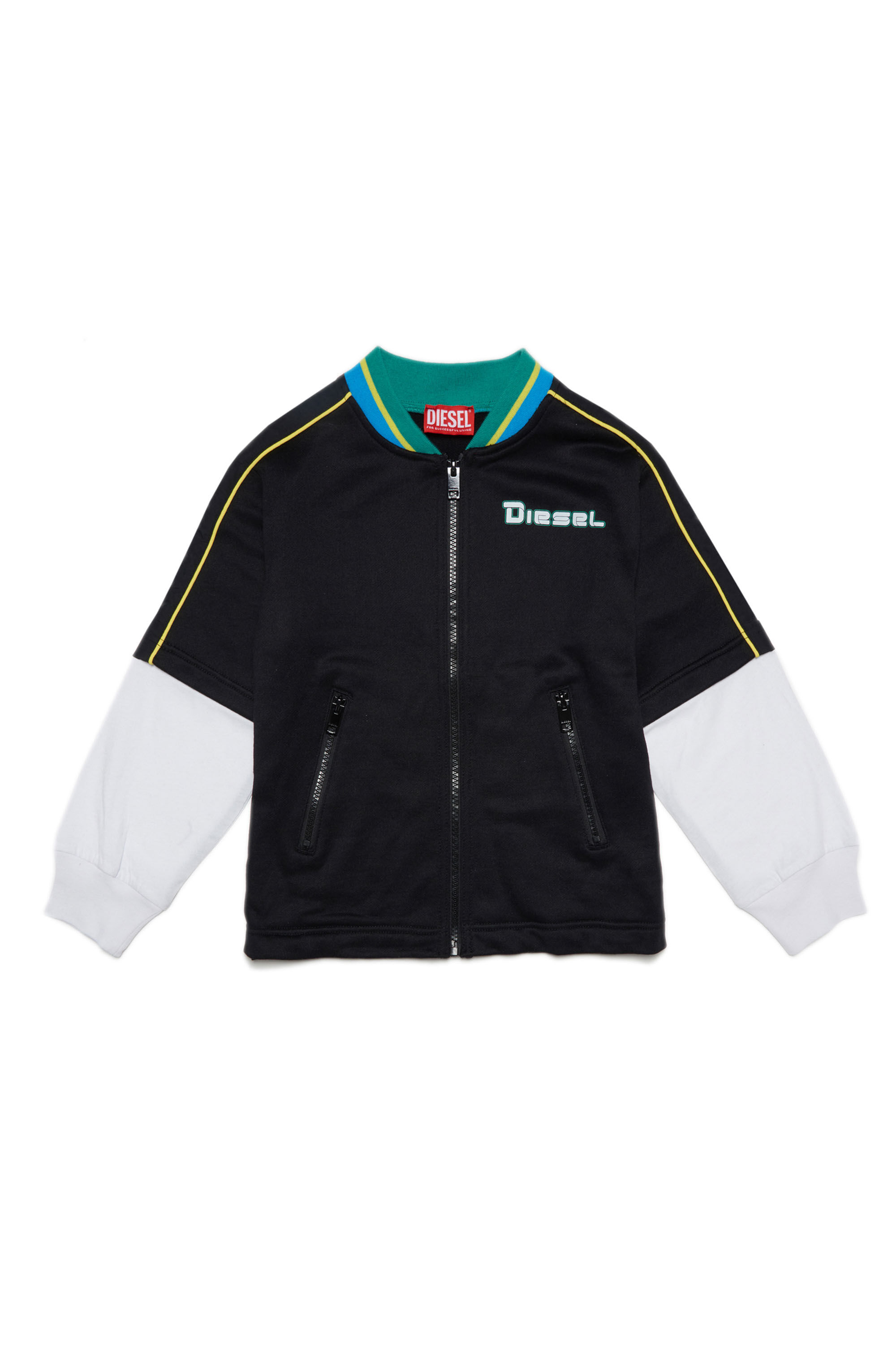 Diesel - SPESS OVER, Male's キッズ スウェット ジップアップ ロゴ in ブラック - 1