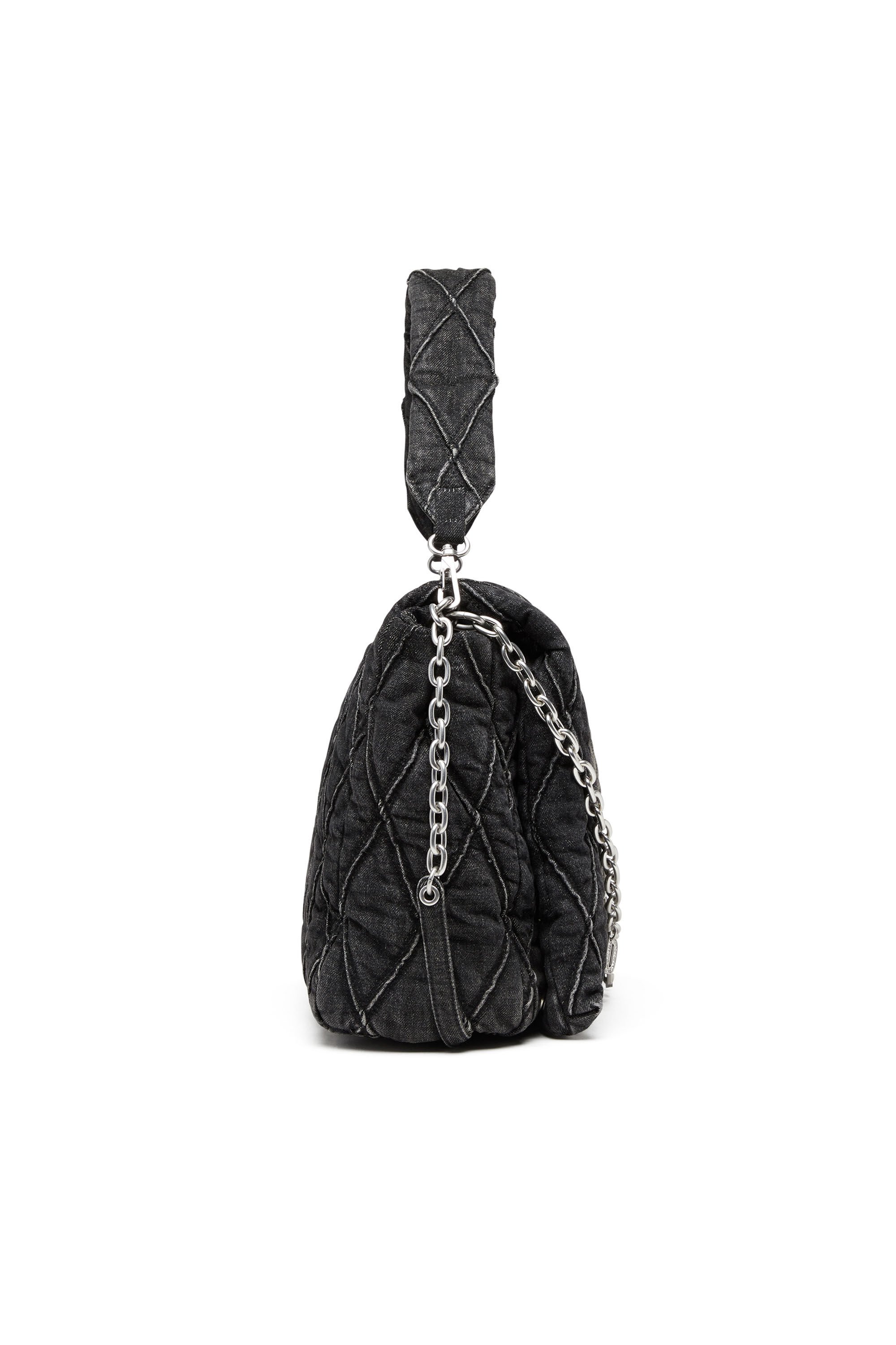 Diesel - CHARM-D SHOULDER L, Female's Charm-D L-Large shoulder bag in quilted denim in ブラック - 4