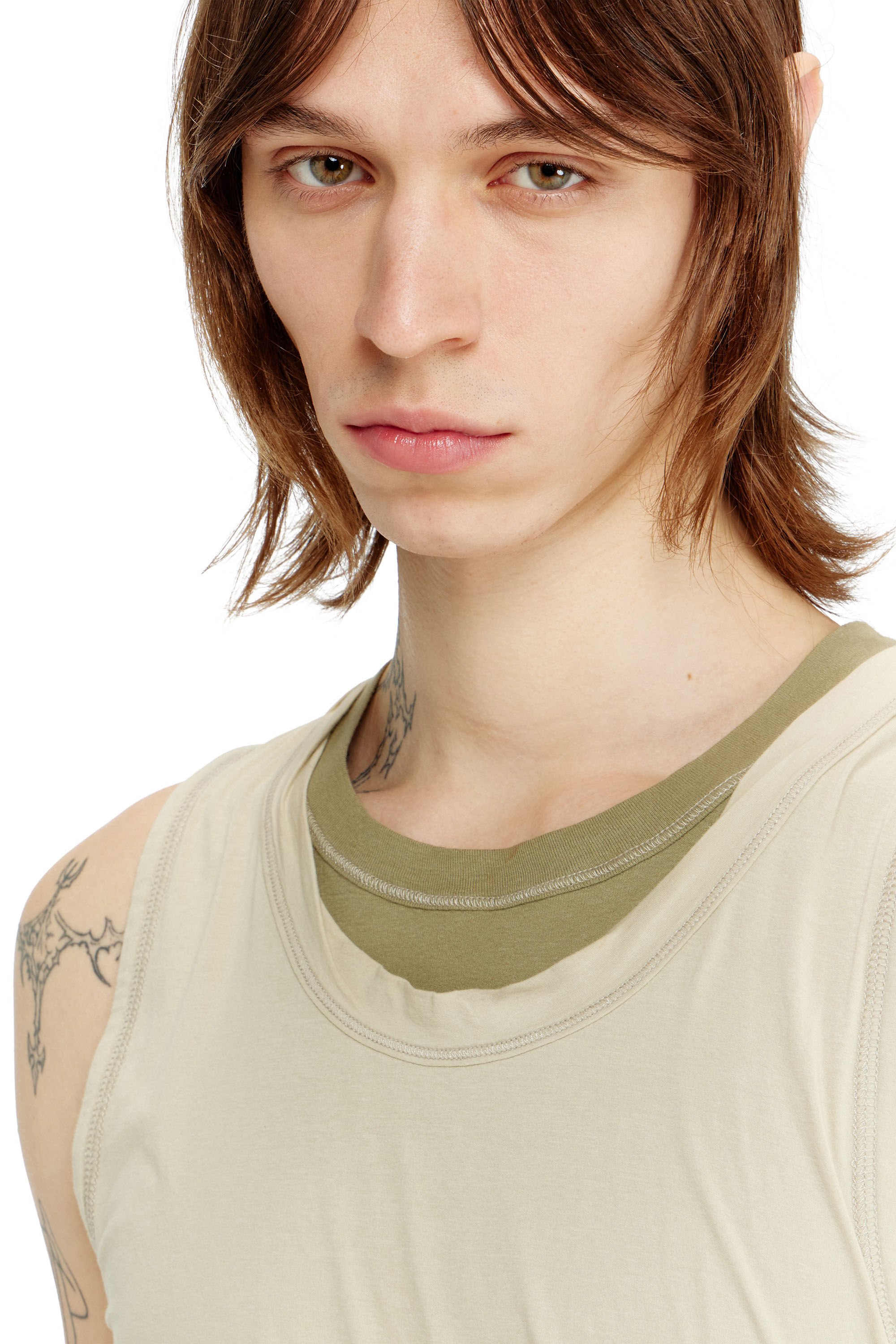 Diesel - T-DRED-PLAIN, Male's Twisted double-layer tank top in グリーン - 4