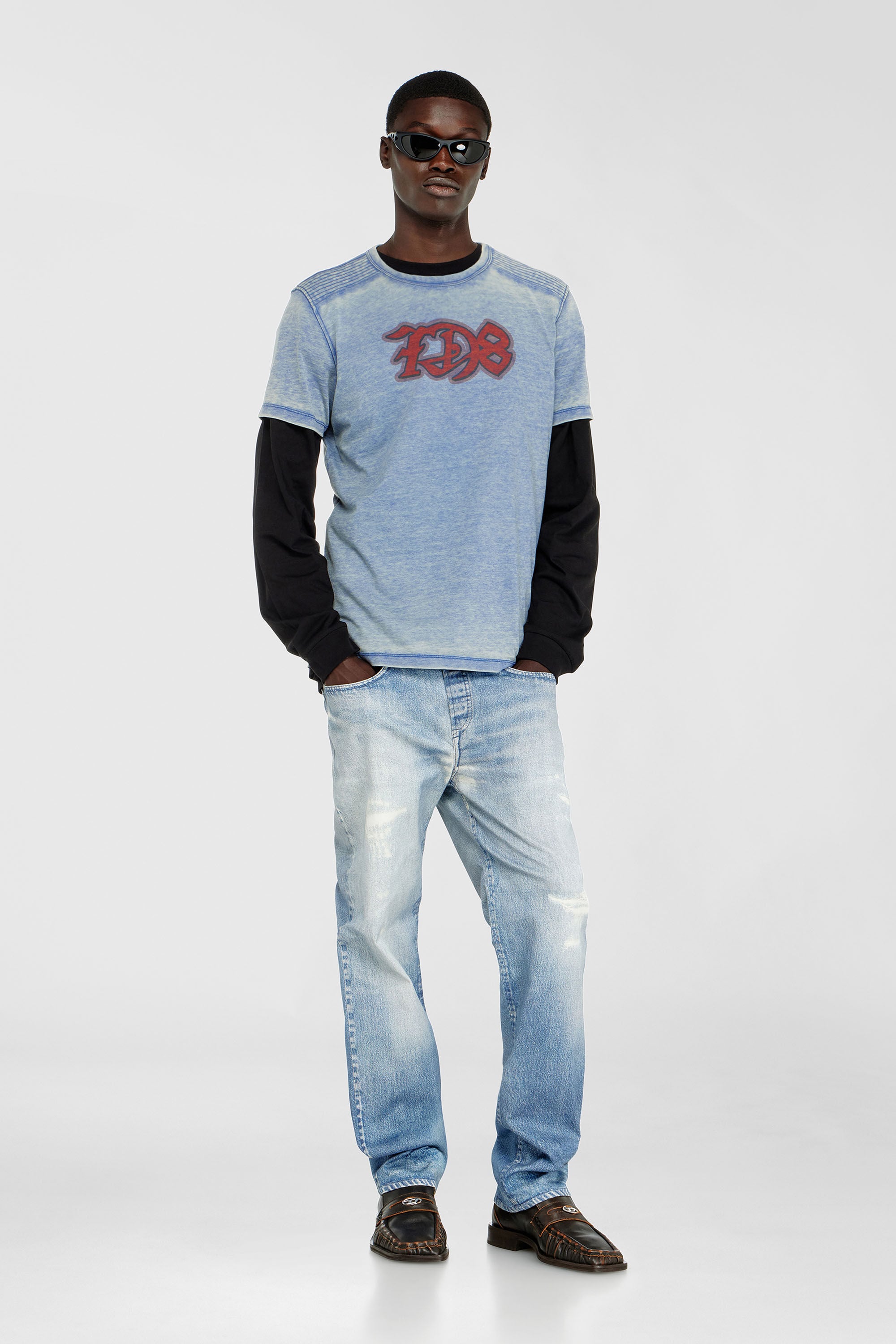 Diesel - T-DOMY, Male's Tシャツ in ライトブルー - 1