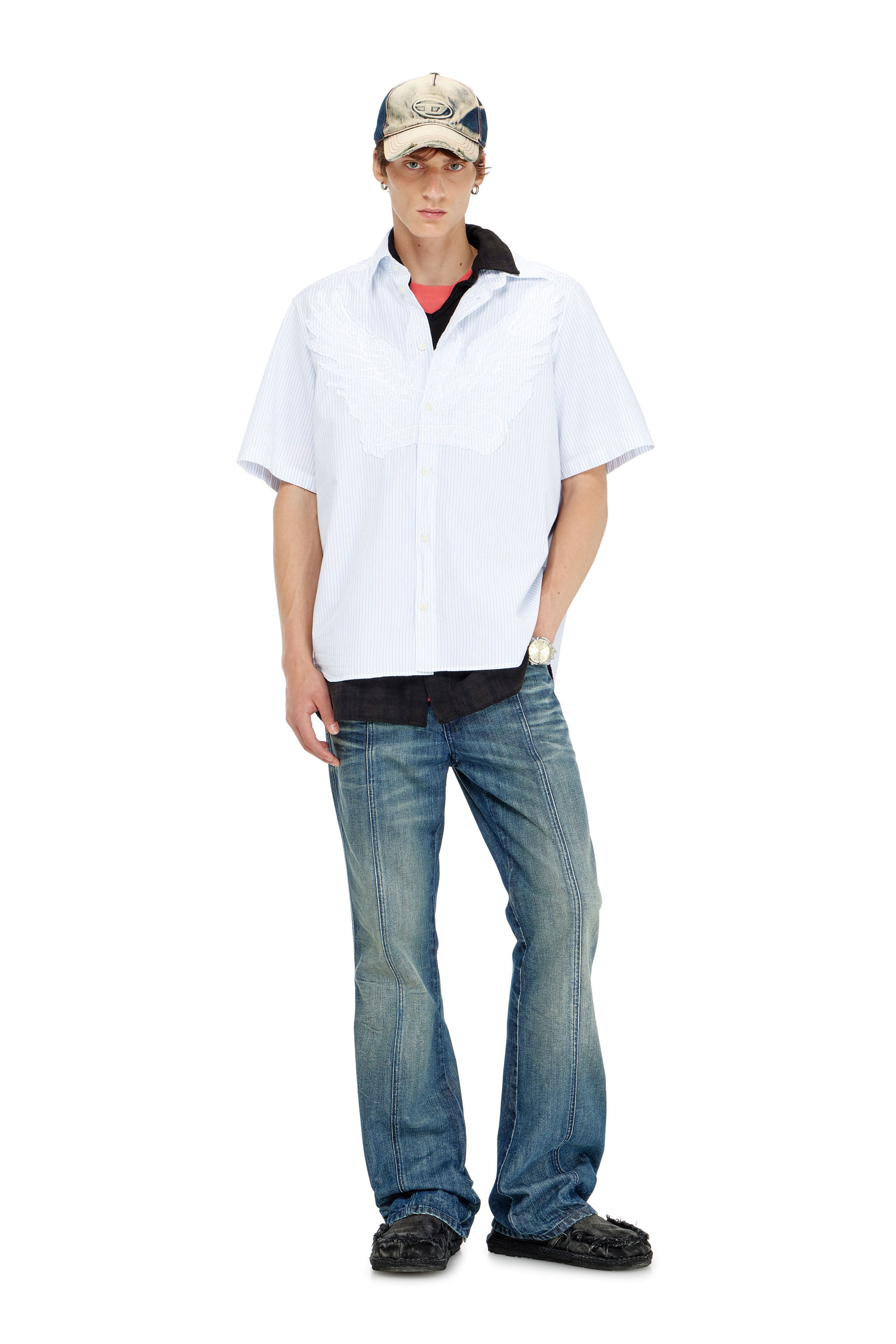 Diesel - S-SIMPLY-SS-KNBS, Male's 半袖シャツ in ライトブルー - 1