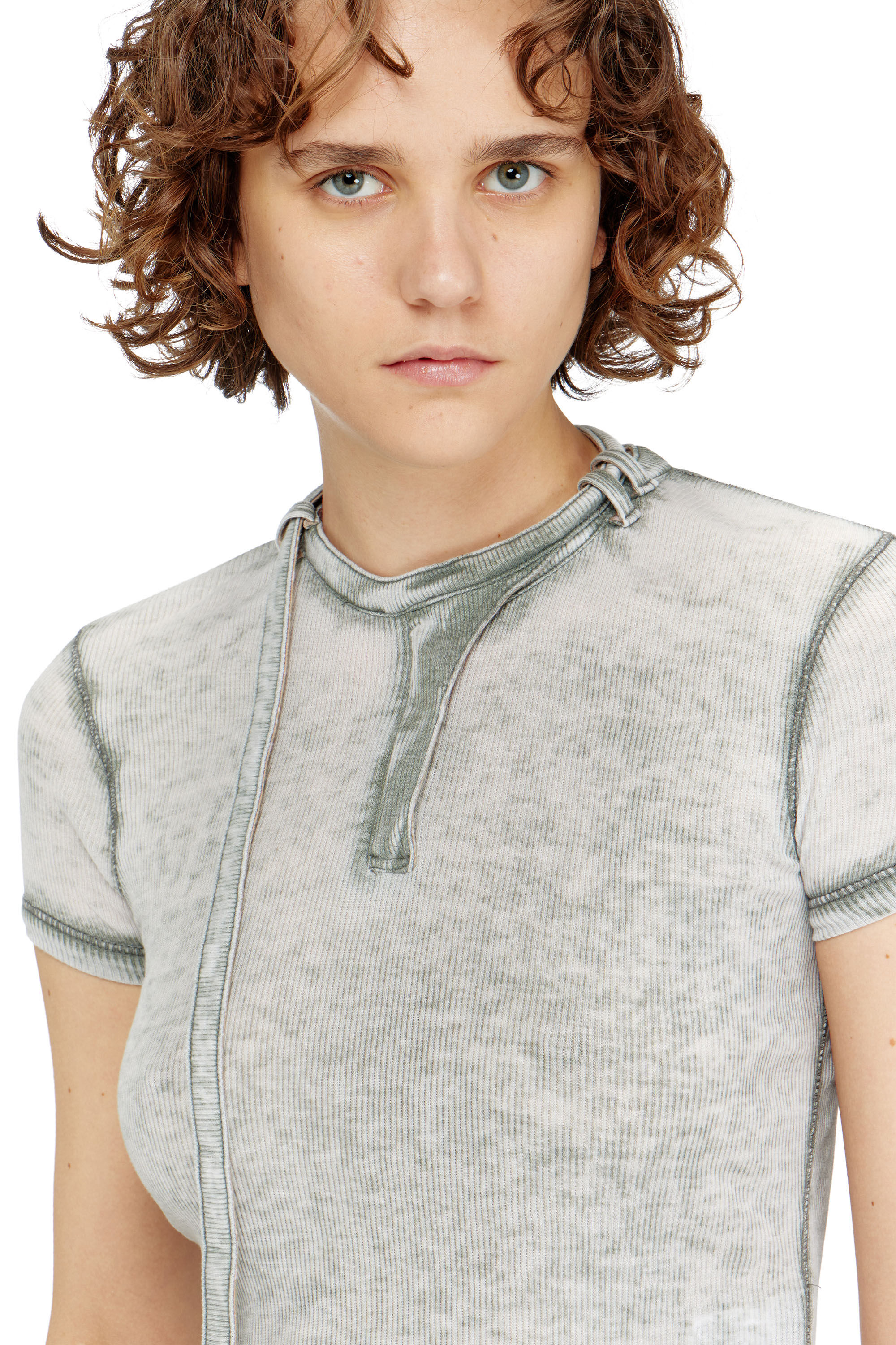 T-ERESA Rib-jersey top with biker neck strap｜グレー｜ウィメンズ