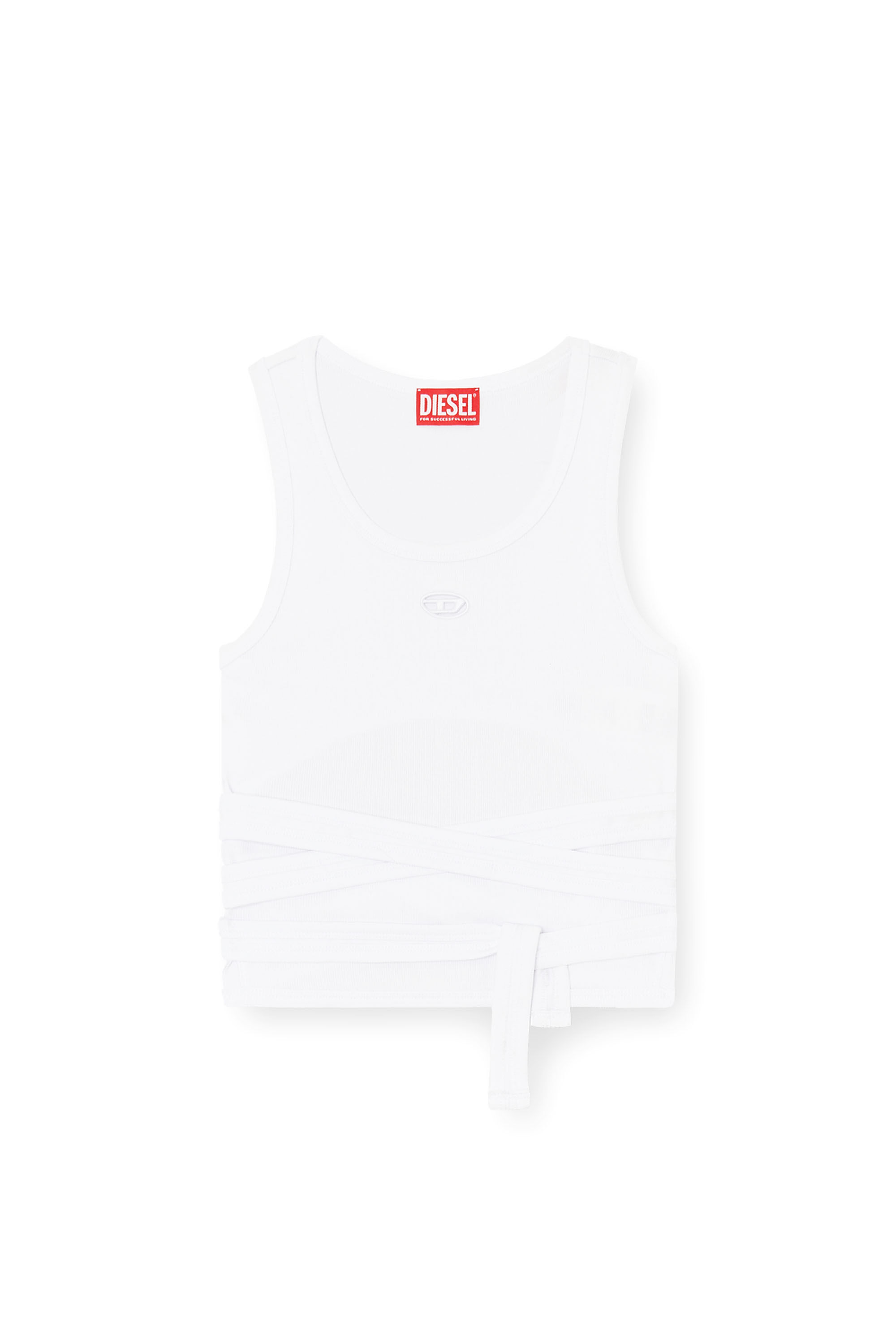 Diesel - T-ANKY-TAIL-S1, Female's Crop top with wrap-around design in ホワイト - 2