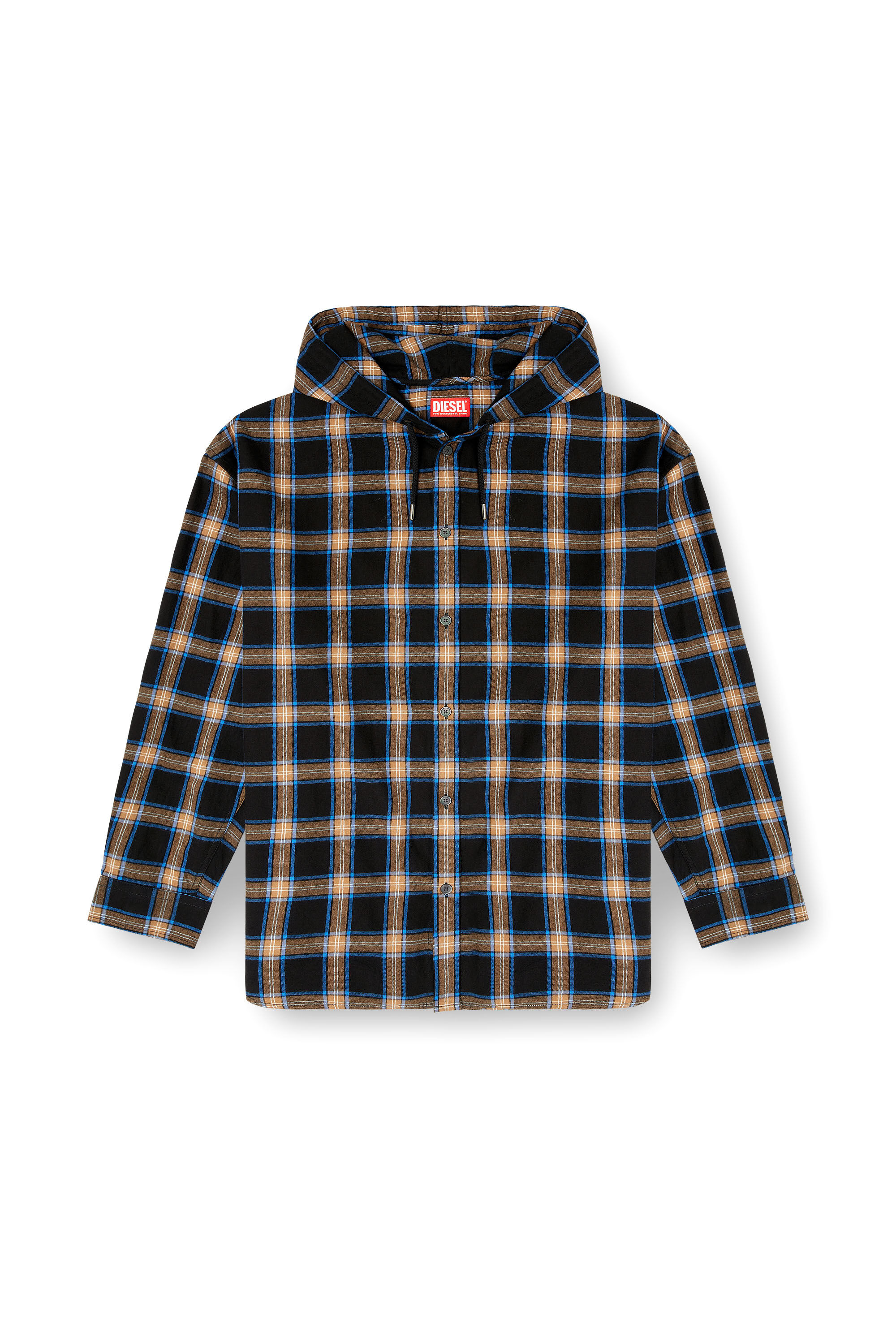 Diesel - S-DEWNY-HOOD-AJFI, Male's フード付きシャツ in ブラック/ブルー - 2