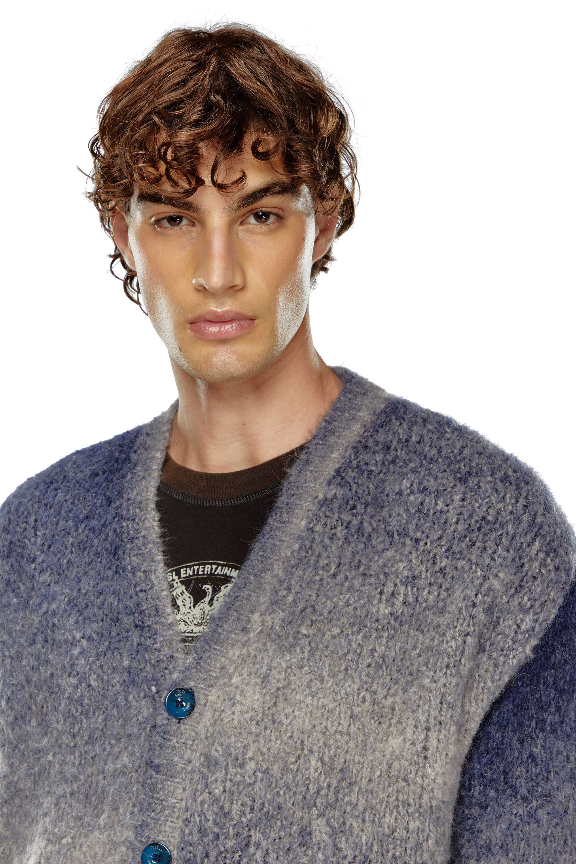 K-RAMARRO Dégradé cardigan in alpaca blend｜ブルー｜メンズ