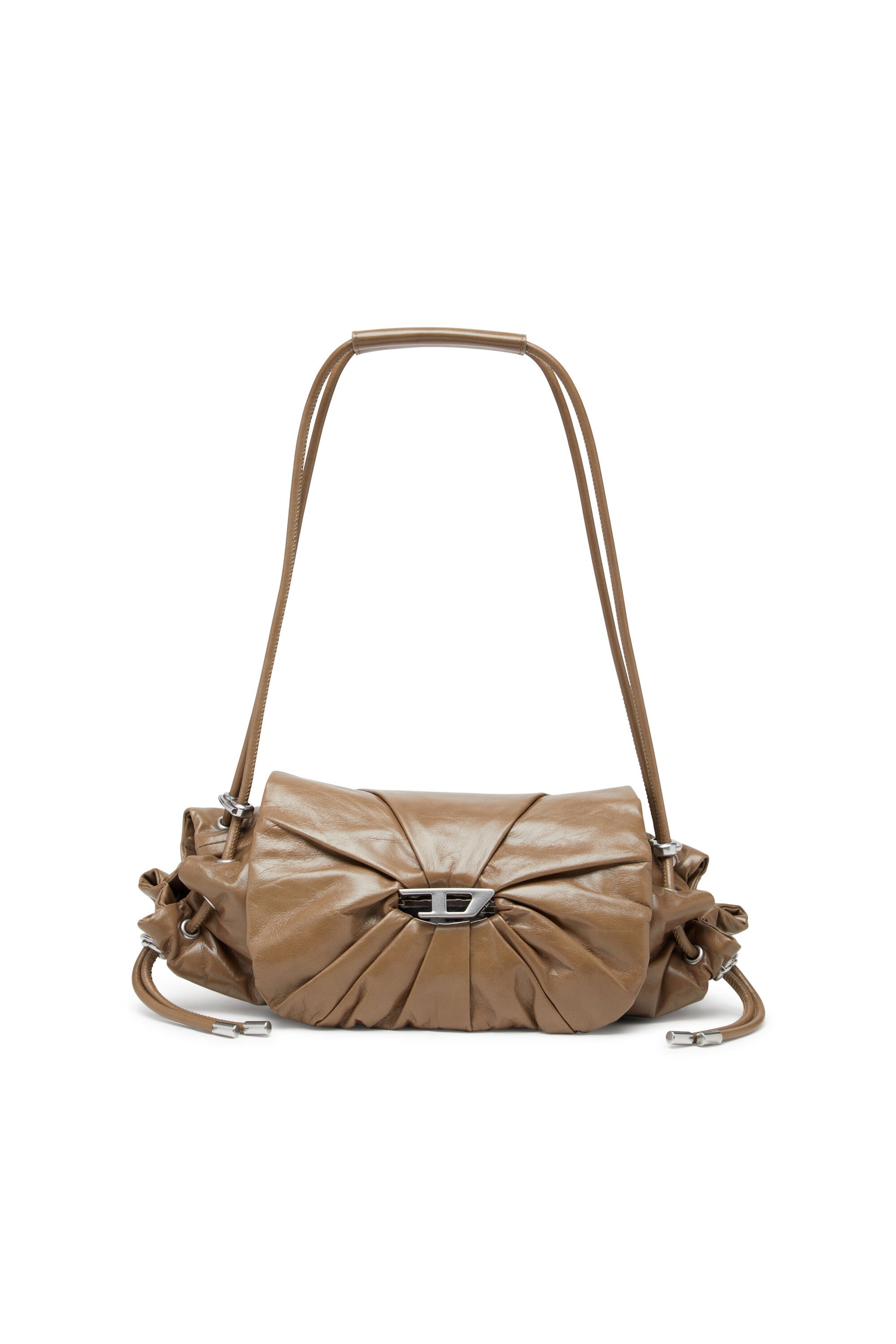 Diesel - SCRUNCH-D SHOULDER S, Female's Scrunch-D S-Shoulder bag in scrunched leather in ブラウン - 1