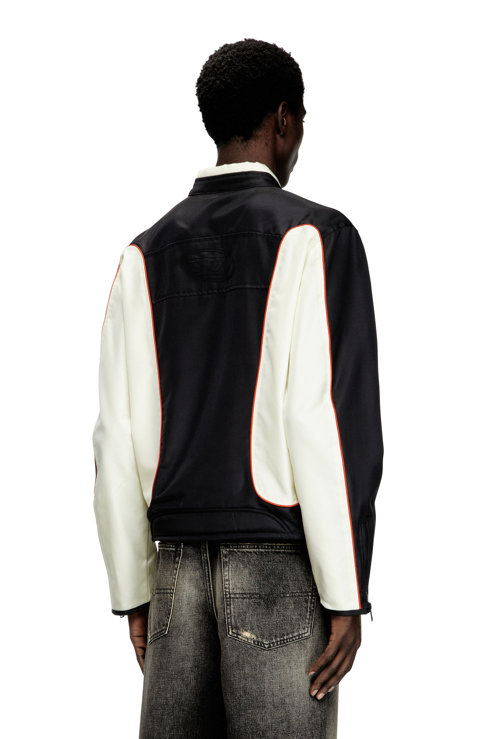 Diesel - J-BLINK-A, Male's Colour-block biker jacket with piping in ホワイト/ブラック - 5
