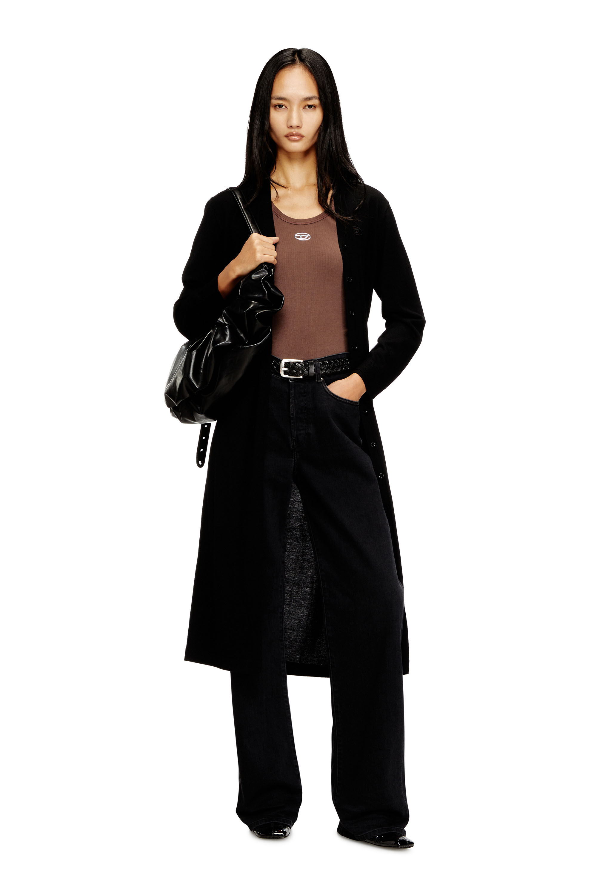 Diesel - M-ALINESA-CARDIGAN, Female's ロングカーディガン in ブラック - 1