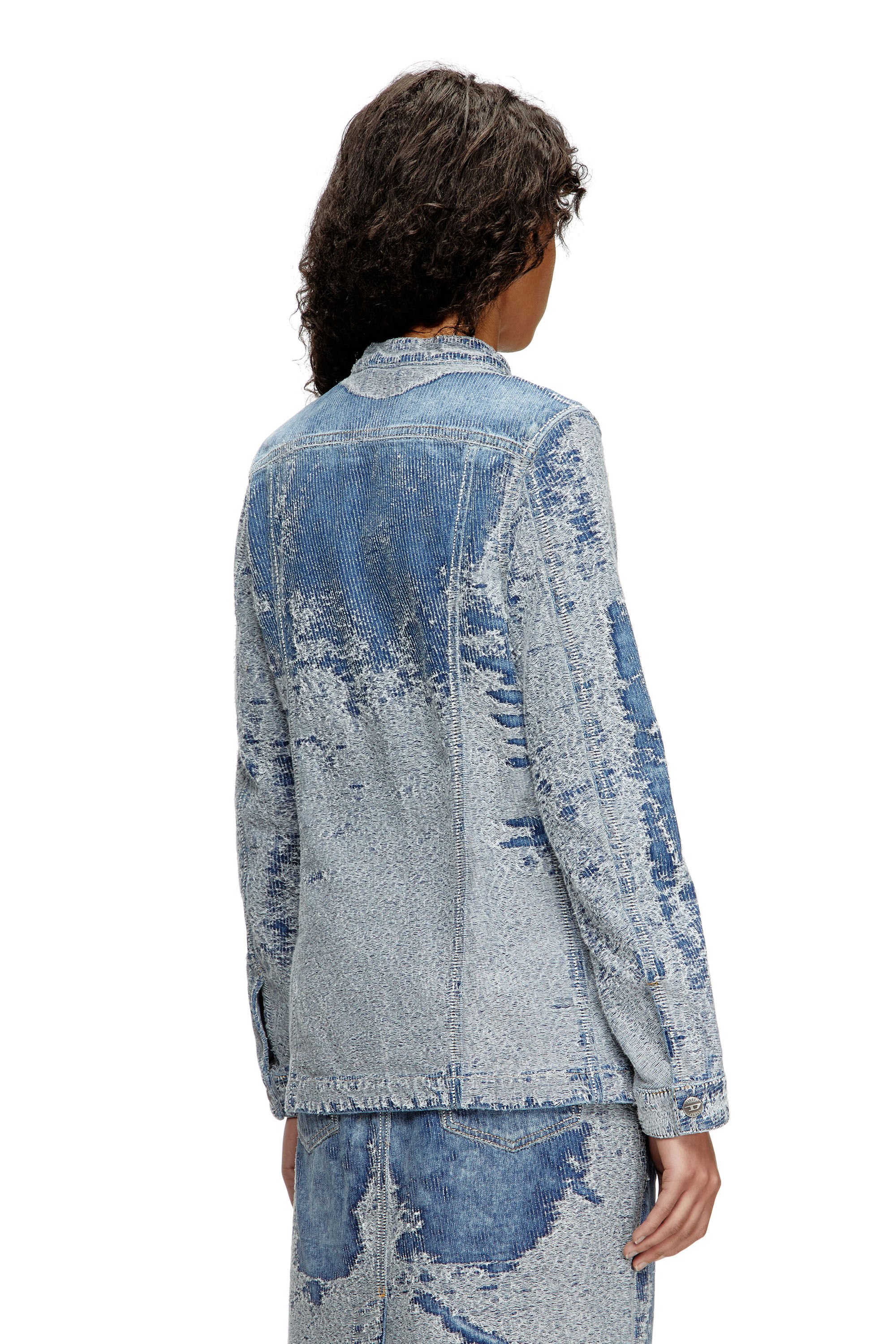 Diesel - DE-MOR-S1, Female's Jacket in distressed jacquard denim in ミディアムブルー - 5
