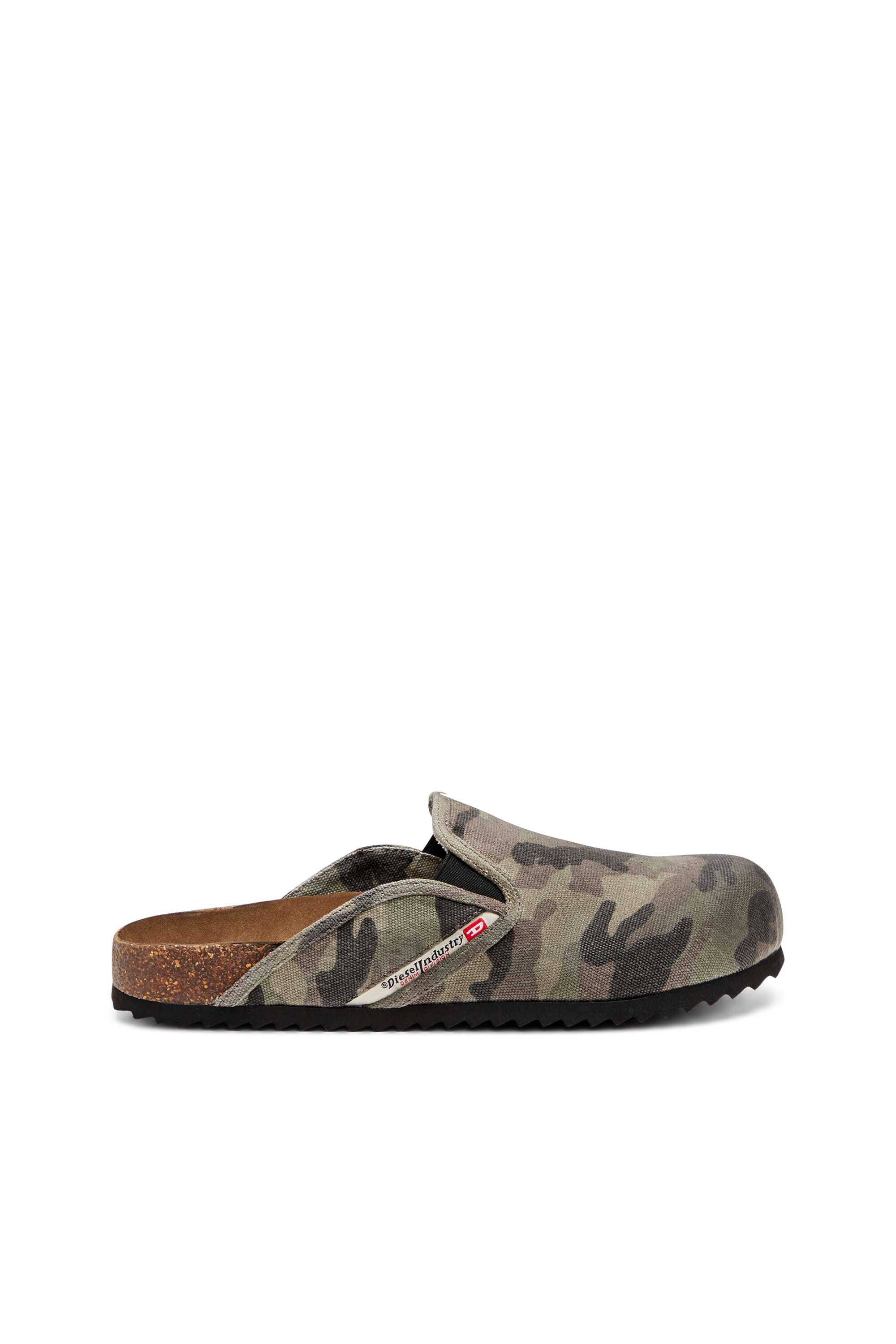 Diesel - D-WOODSTOCK SLIP-ON, Male's D-Woodstock-Camo-canvas mules in ミリタリーグリーン - 1