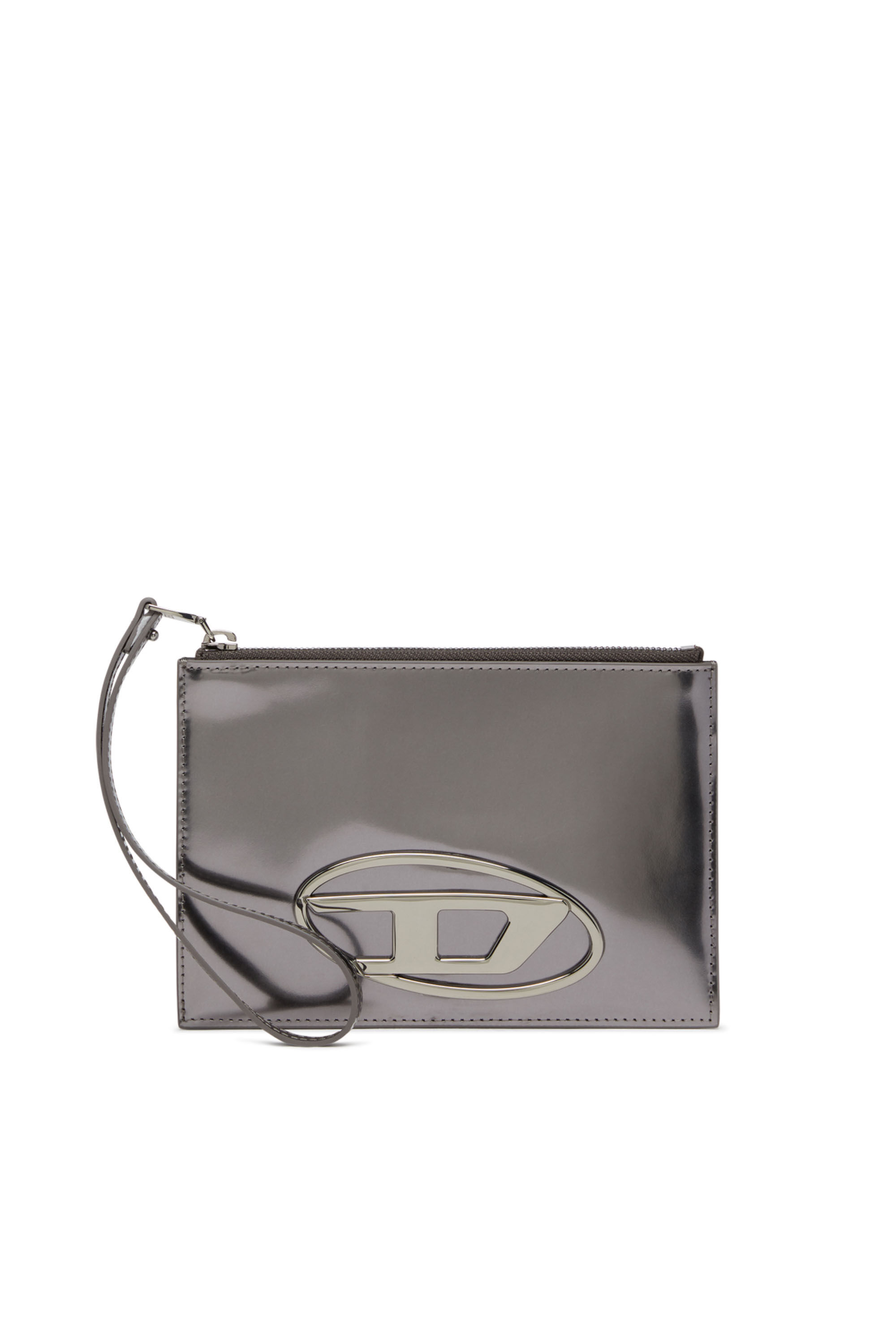 Diesel - 1DR POUCH III, Unisex's Zipped pouch in mirror leather in グレー - 1
