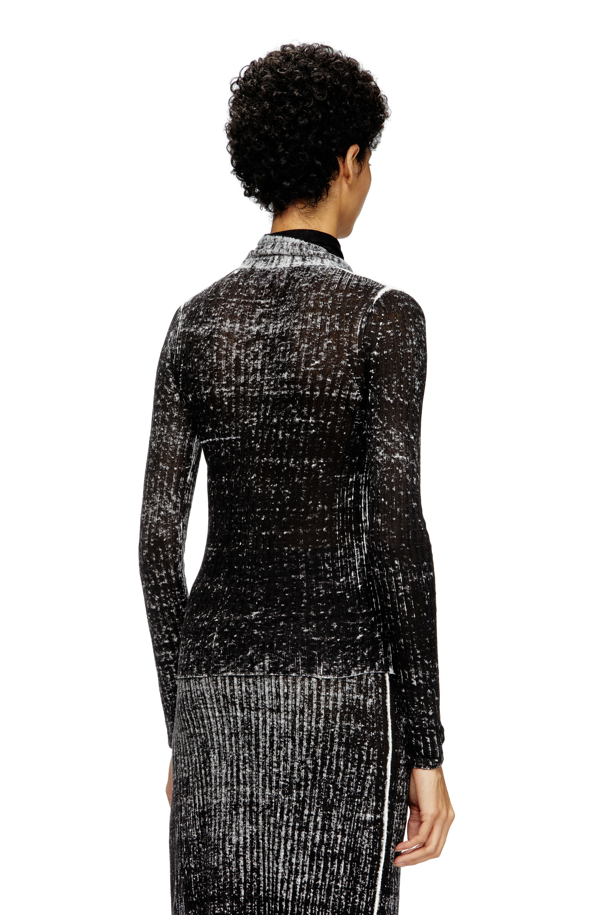 Diesel - M-ELAN, Female's Keyhole neck-tie jumper in linen in ブラック - 5