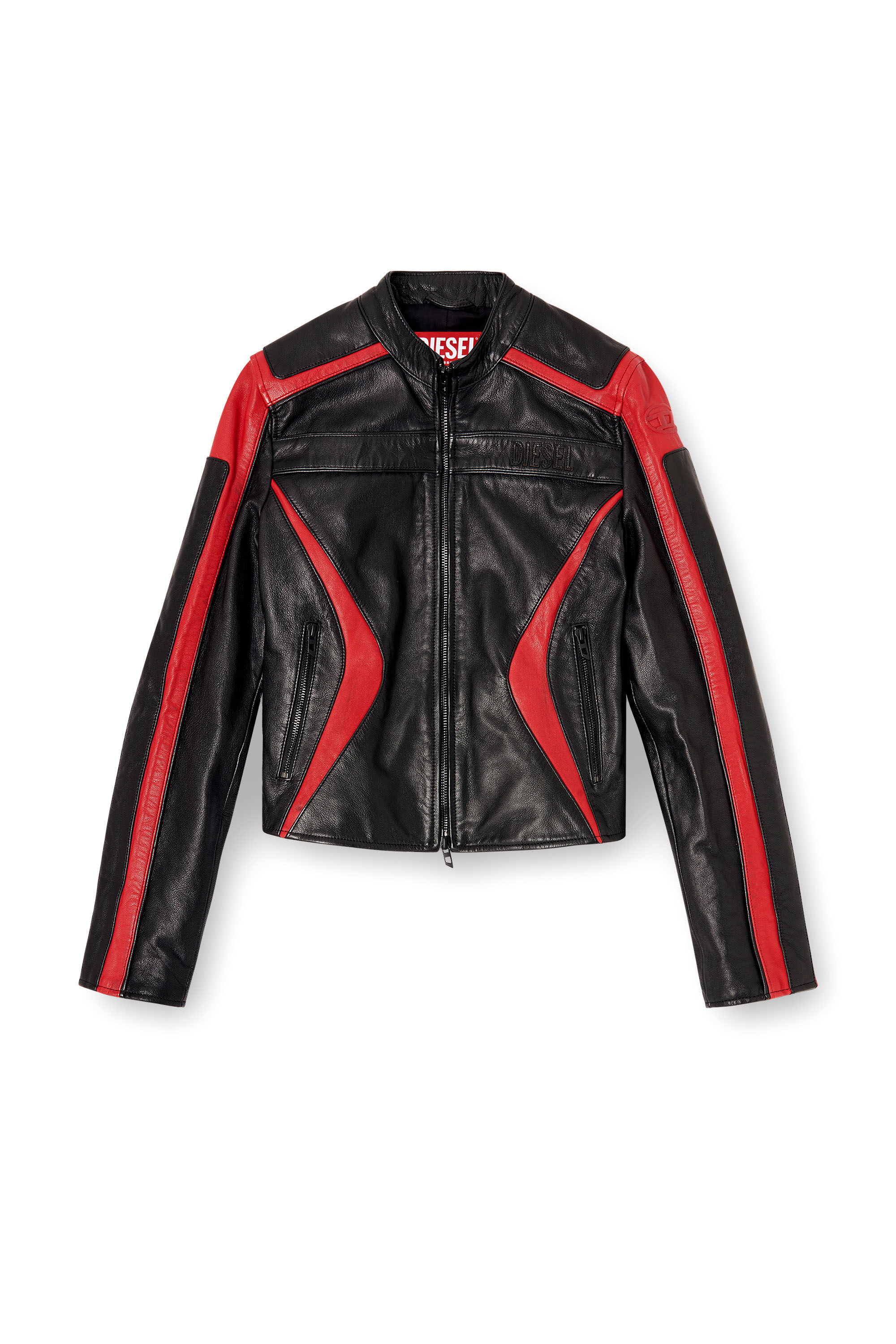 Diesel - L-OVABLE, Female's レザージャケット in ブラック/レッド - 2