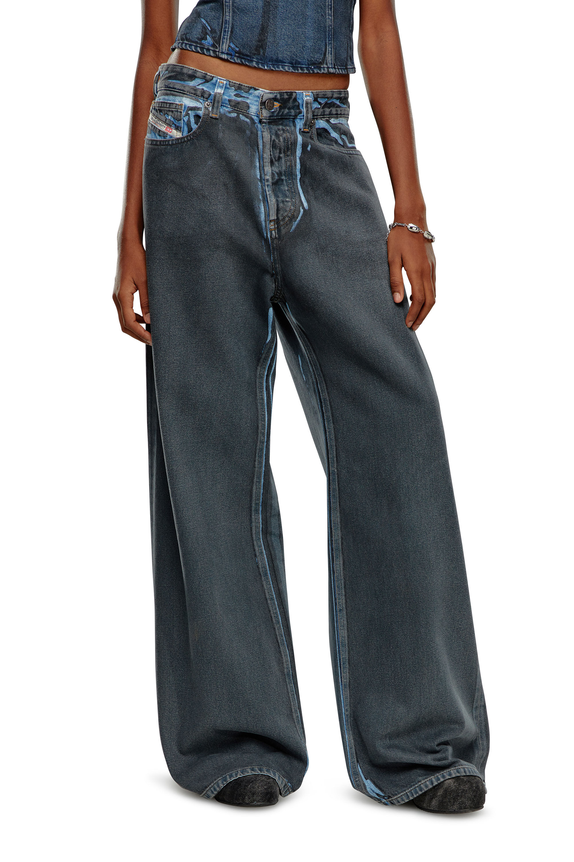 Diesel - Female's Relaxed Jeans 1996 D-Sire 09I47, ブラック/ダークグレー - 3