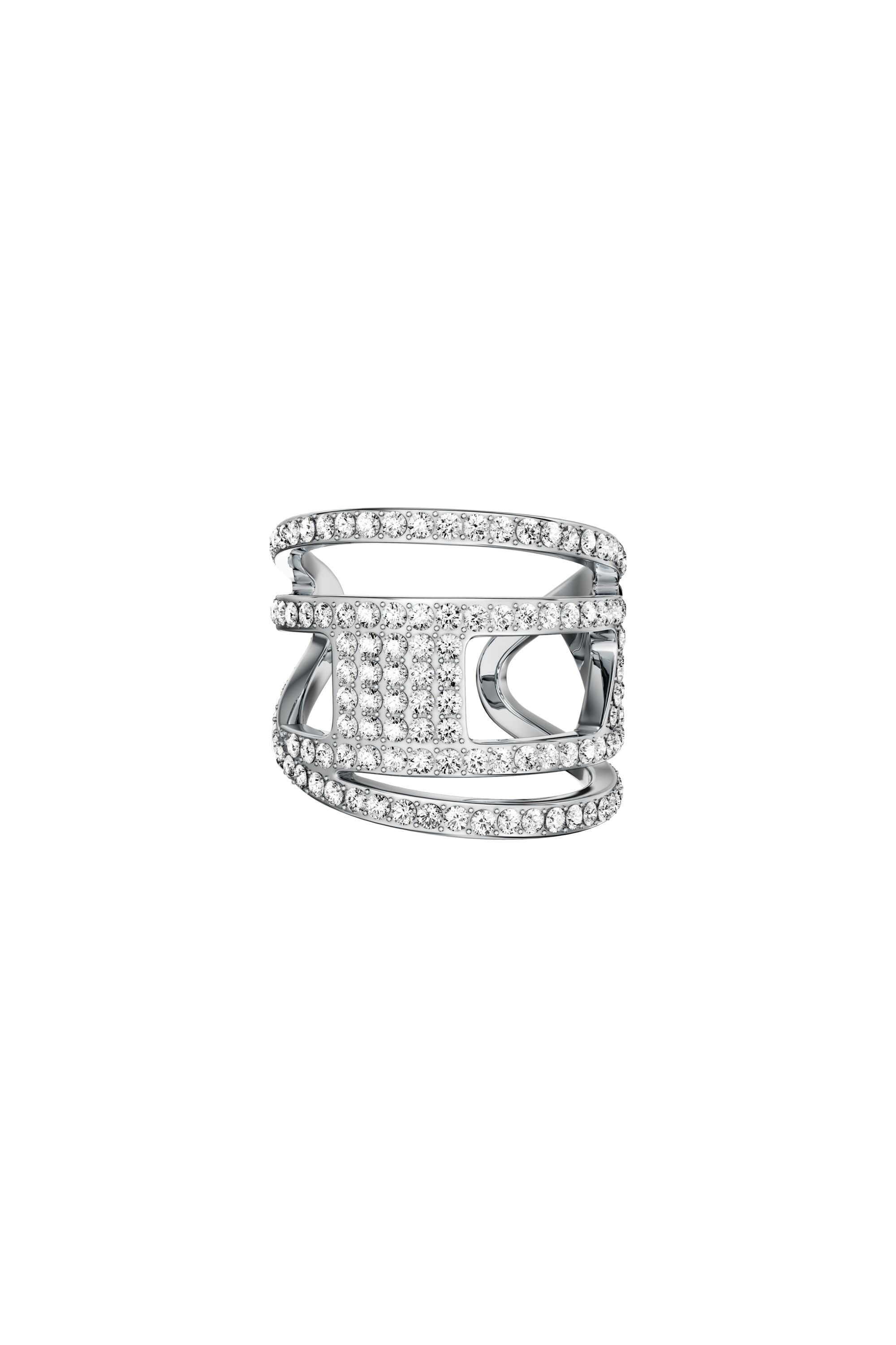 Diesel - DX1705040 JEWELLERY, Unisex's Stainless steel glitz D band ring in シルバー - 4
