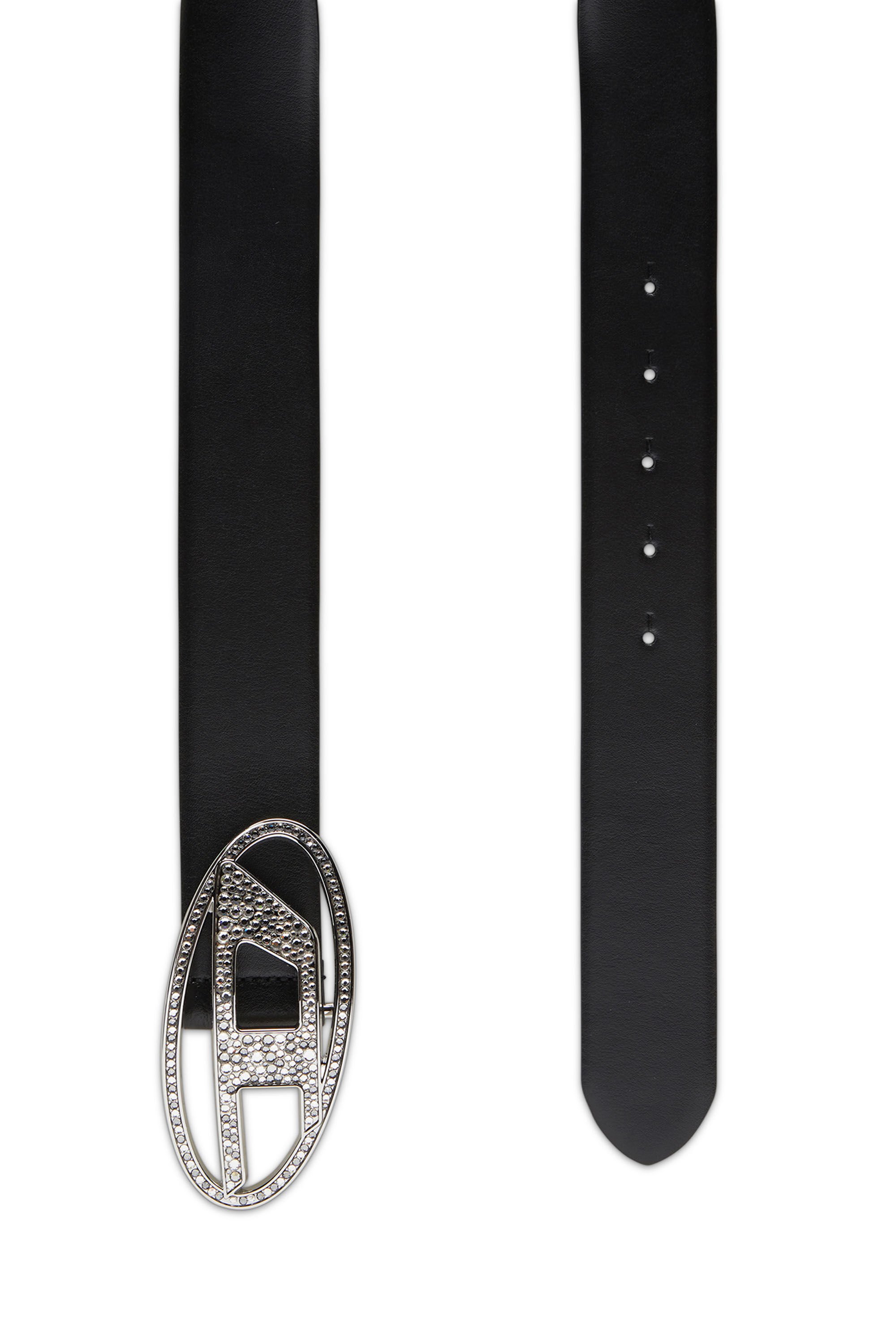 Diesel - B-1DR STRASS, Female's Leather belt with crystal buckle in ブラック - 2