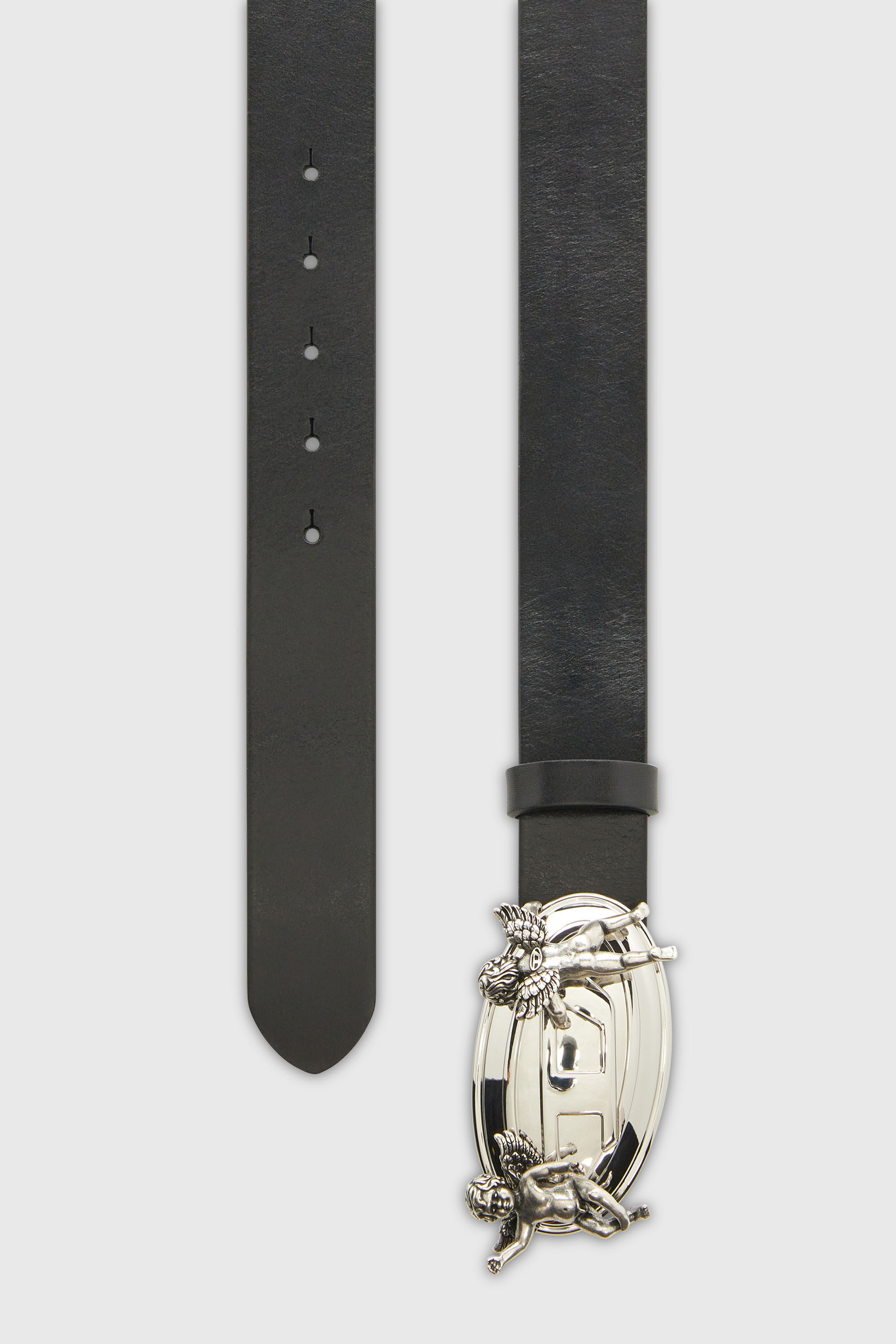 Diesel - B-OVAL ANGELS 35, Female's 3.5cm leather belt with cherub Oval D buckle in ブラック - 2