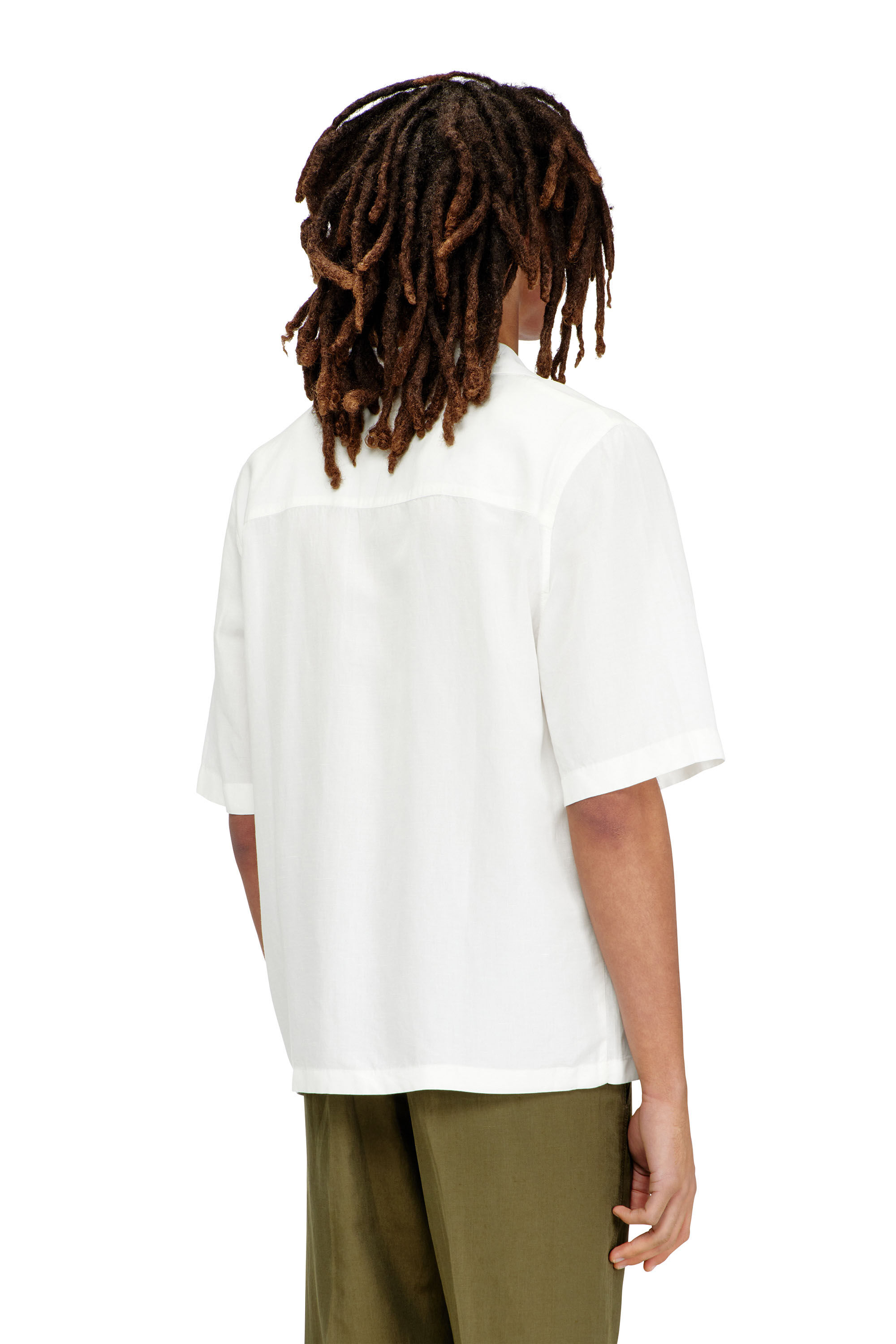 Diesel - S-BRACK-PGBS, Male's Linen-blend shirt with short sleeves in ホワイト - 4