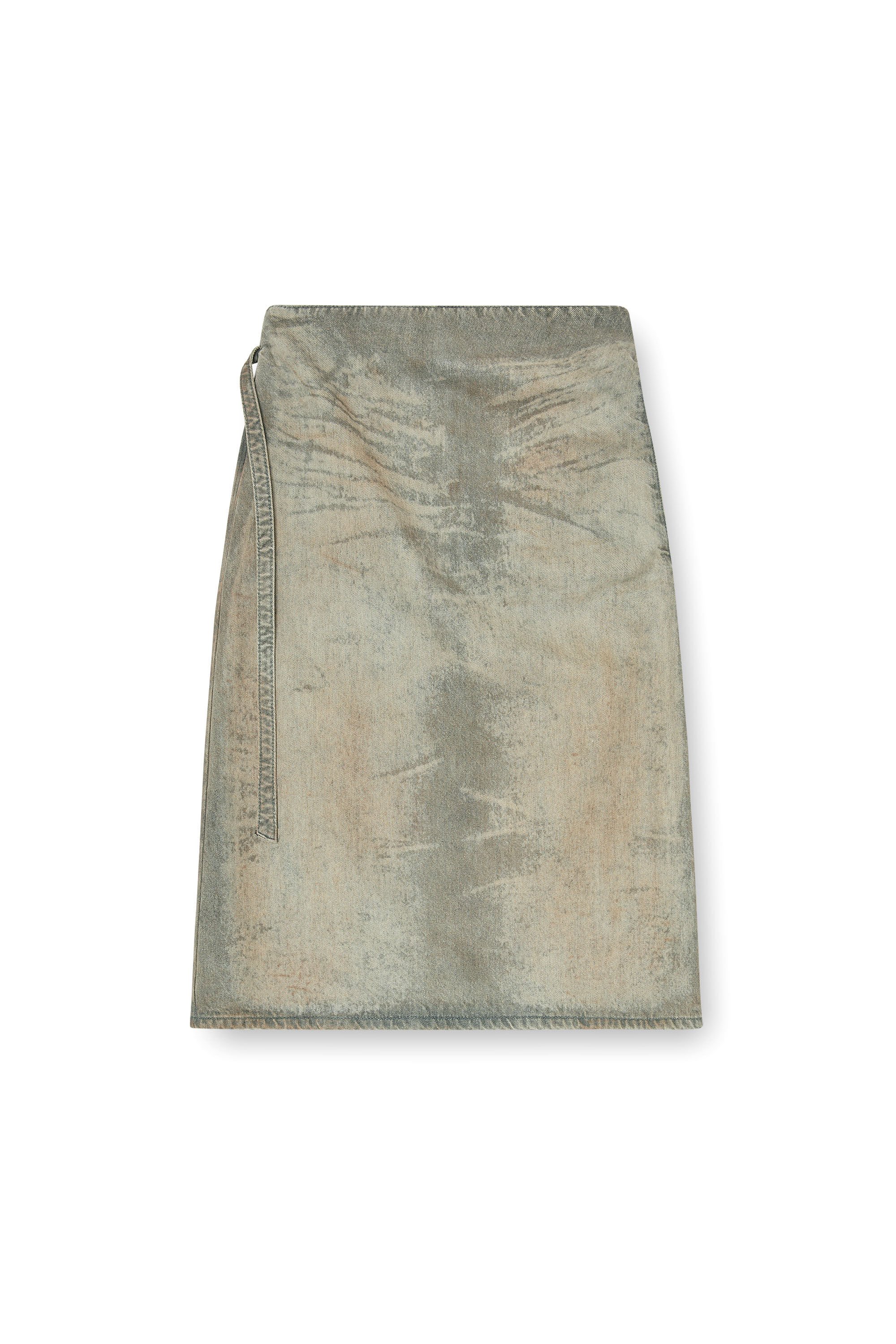 Diesel - DE-MORIKA-FSI, Female's Midi skirt in cotton-hemp satin denim in グレー - 2
