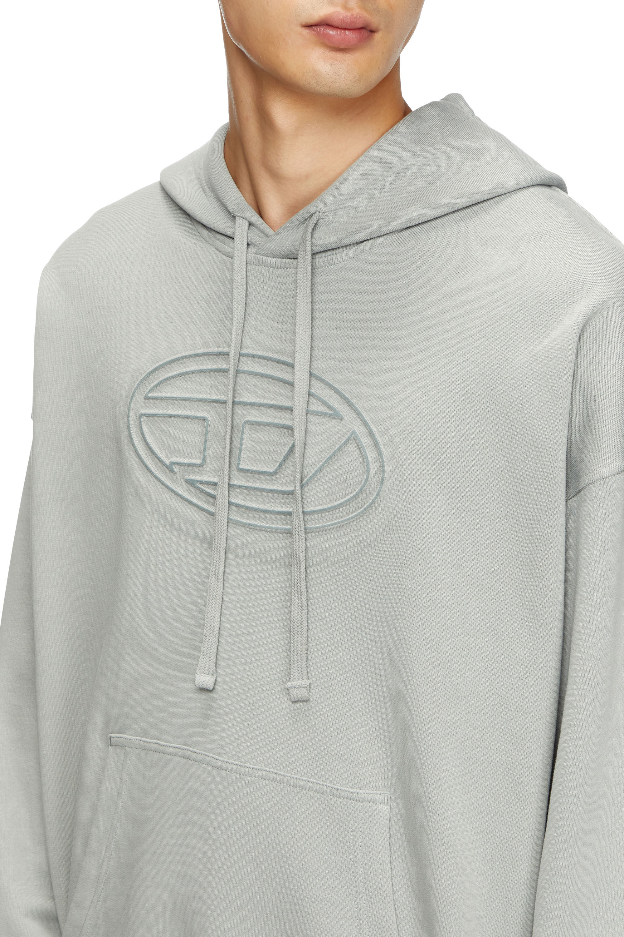 Diesel - S-UMMER-BIGOVAL, Male's Hoodie with embossed Oval D in ライトグレー - 4