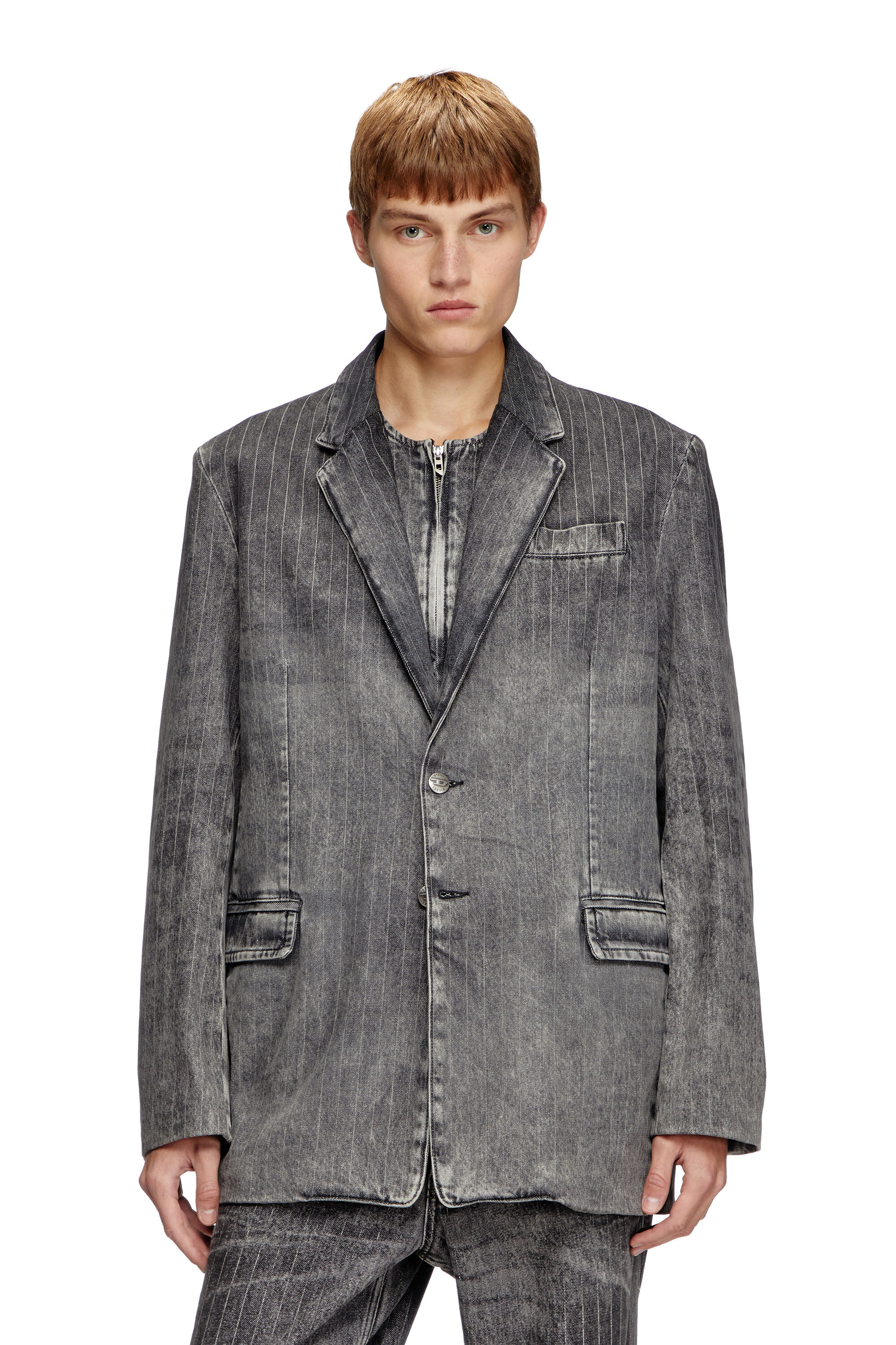 Diesel - D-REGER-S, Unisex's Blazer in tailoring pinstripe denim in ブラック - 3