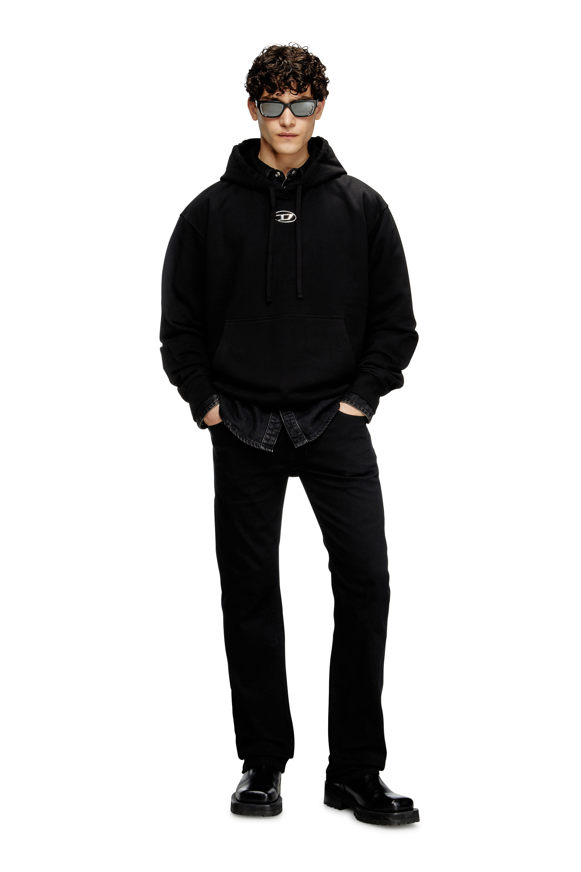 S-MACS-HOOD-OD Hoodie with metallic logo｜ブラック｜メンズ