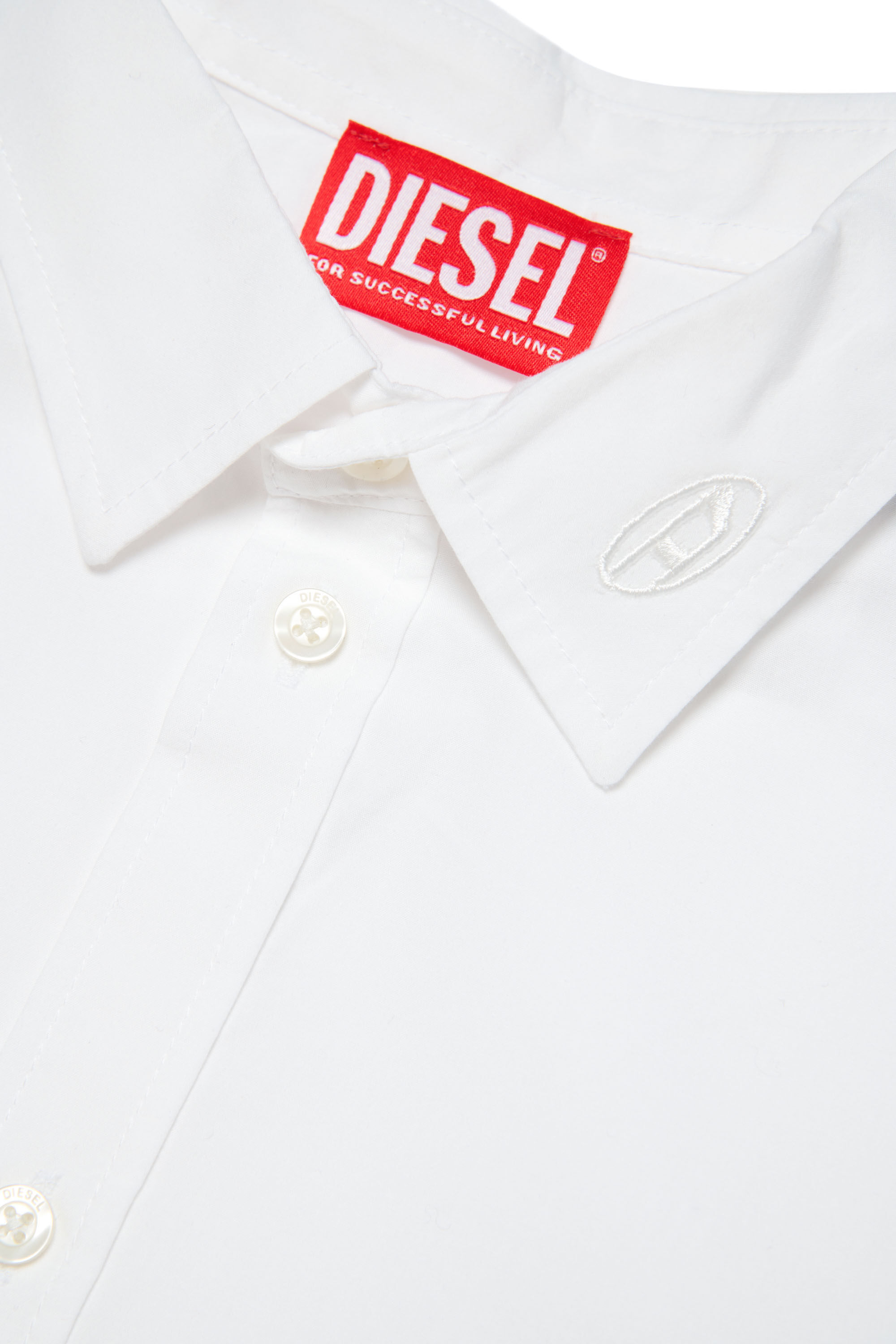 Diesel - CPING, Male's Cotton poplin shirt with logo collar in ホワイト - 3