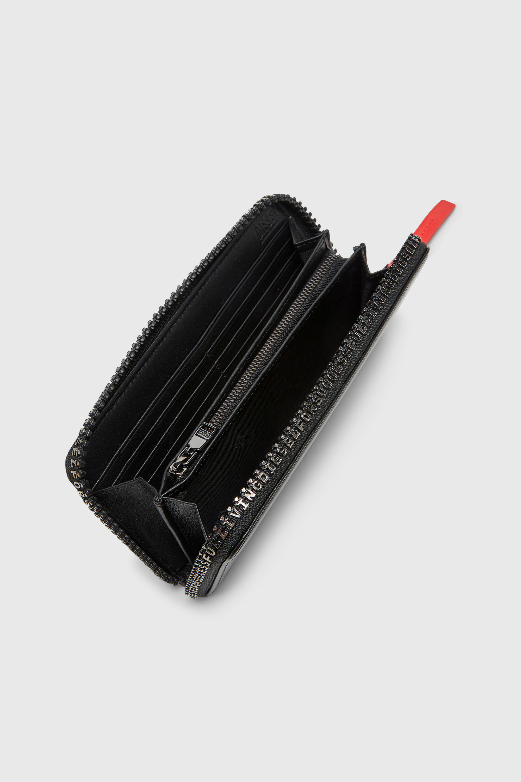 Diesel - ZIP-D CONTINETAL L, Male's Long leather wallet with logo zip in ブラック - 3