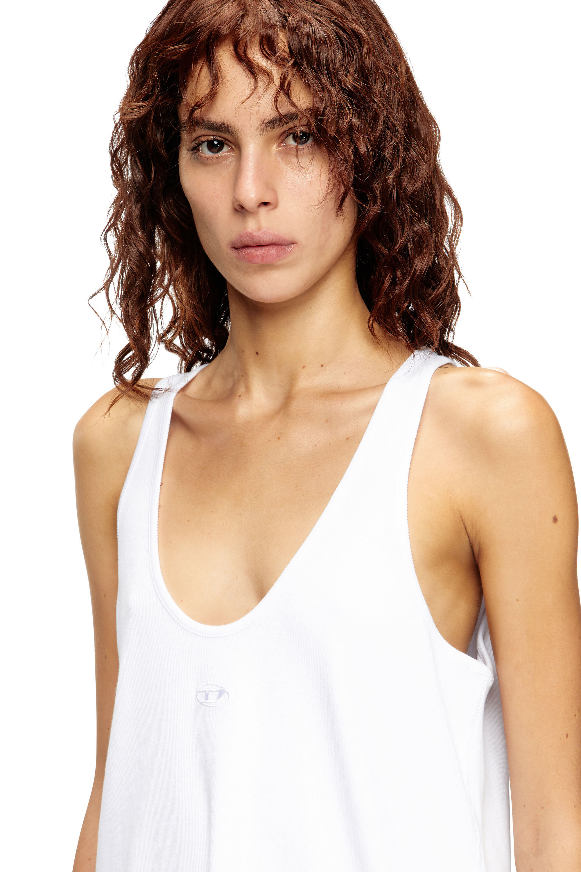 Diesel - T-IPSYA-LKDS, Female's Ribbed tank with Oval D in ホワイト - 5