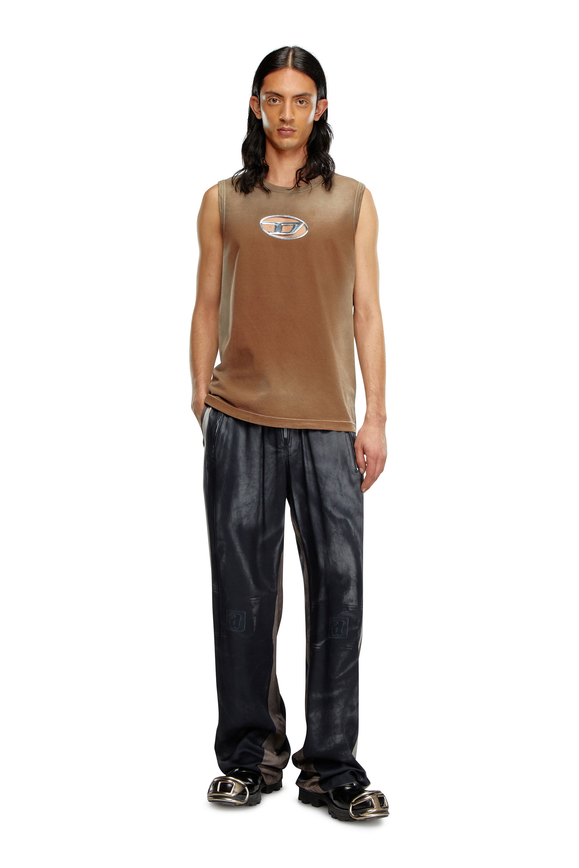 「#期間限定」のおすすめ人気ランキング tank Faded T-BRICO top D｜ブラウン｜メンズ Oval puffy with トップス