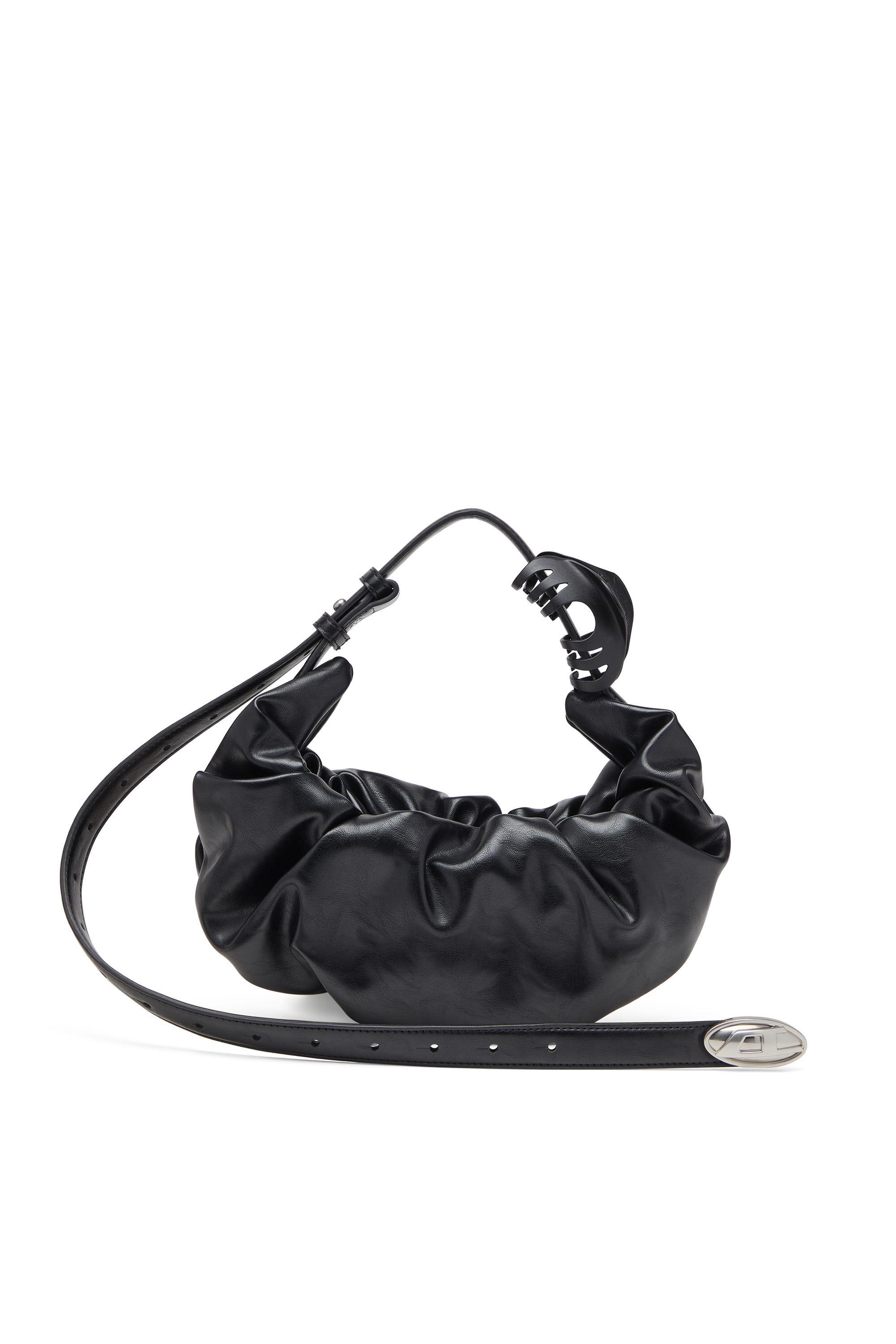 Diesel - GRAB-D HOBO S, Female's Grab-D S-Small scrunched hobo bag in shiny PU in ブラック - 2