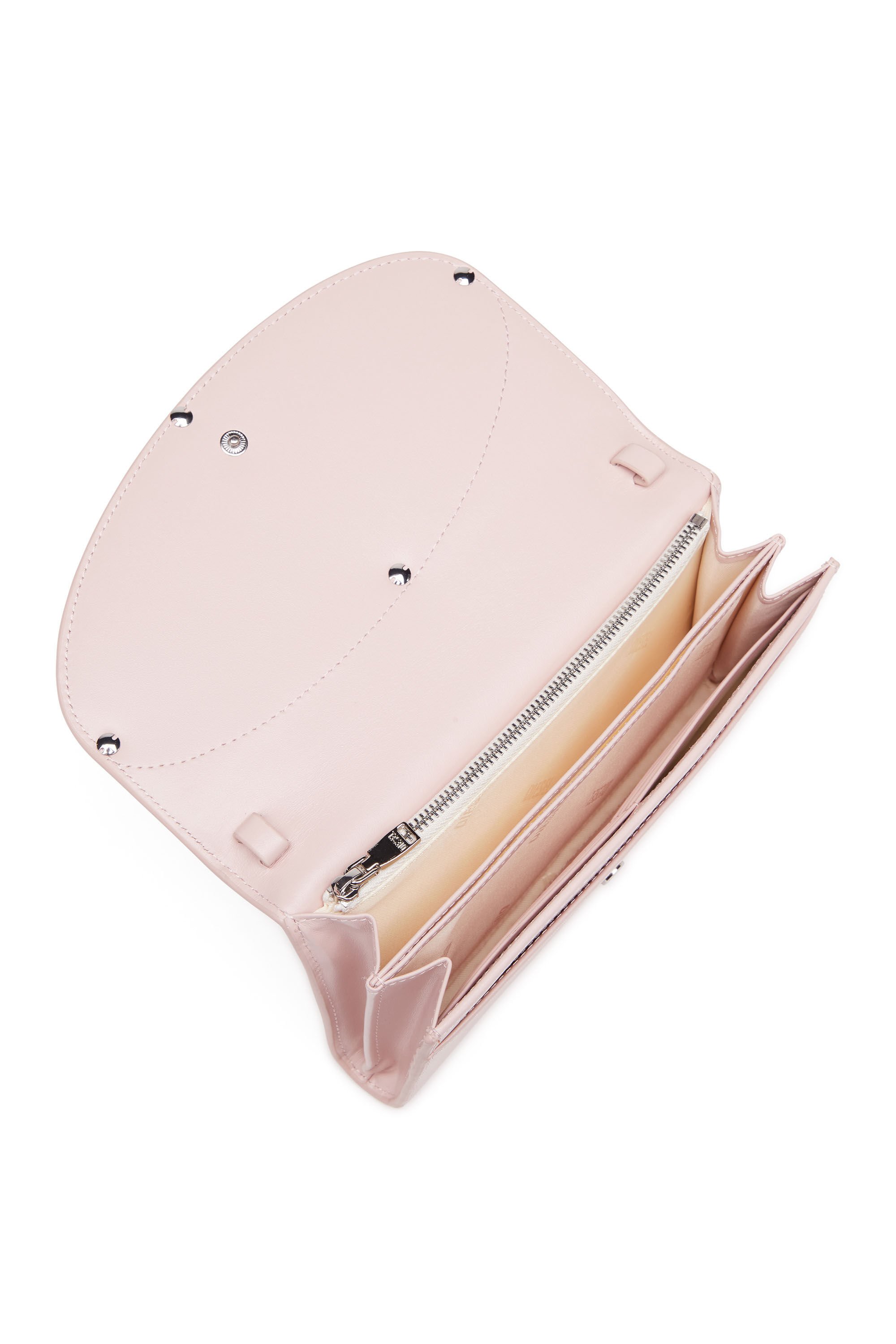 Diesel - 1DR WALLET STRAP, Female's Wallet purse in pastel leather in ピンク / ホワイト - 4