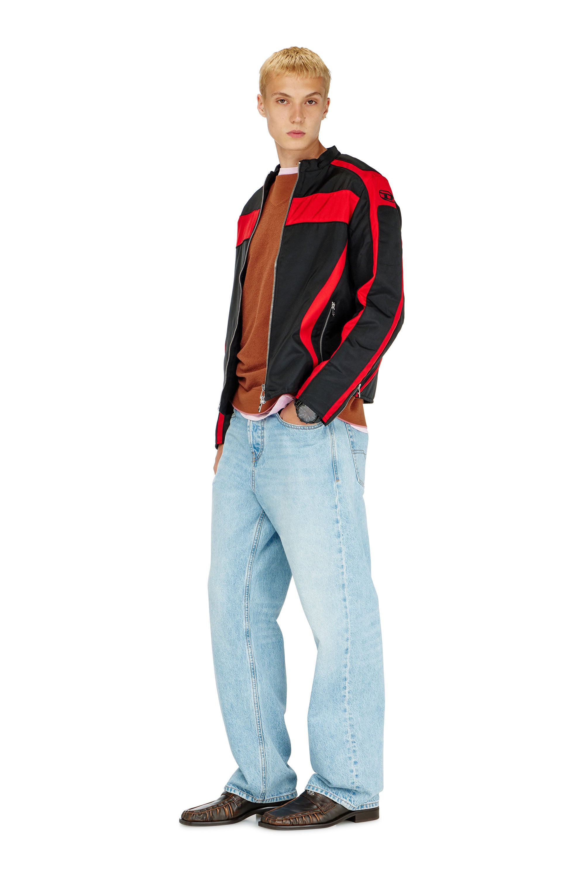 Diesel - J-ADAM-PDAI, Male's ジャケット in ブラック/レッド - 1