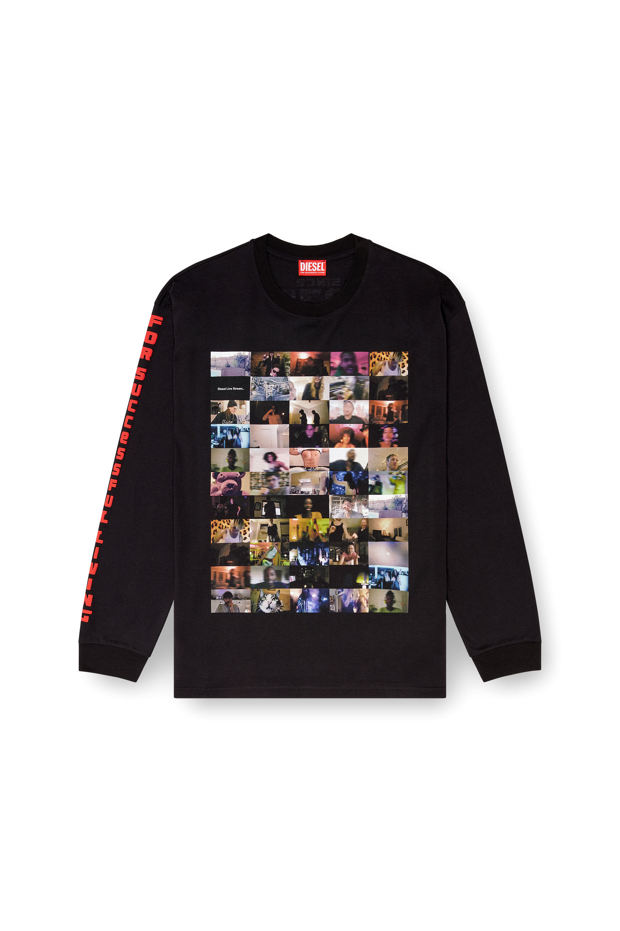 Diesel - T-BOXTY-LS, Male's Long-sleeve T-shirt with Livestream print in ブラック - 2