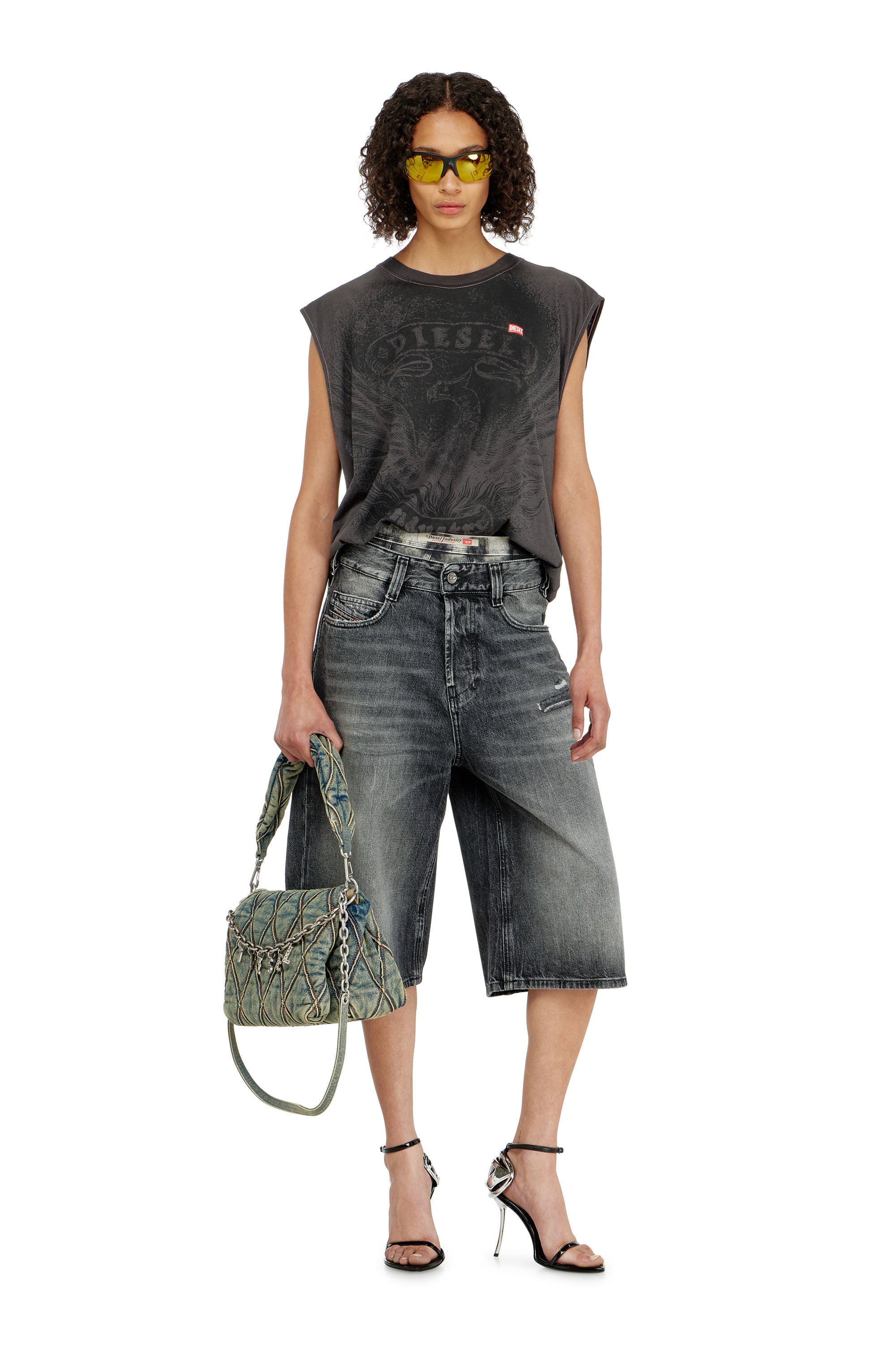 Diesel - D-ENIM-M-SHORT, Unisex's デニムショートパンツ in グレー - 6