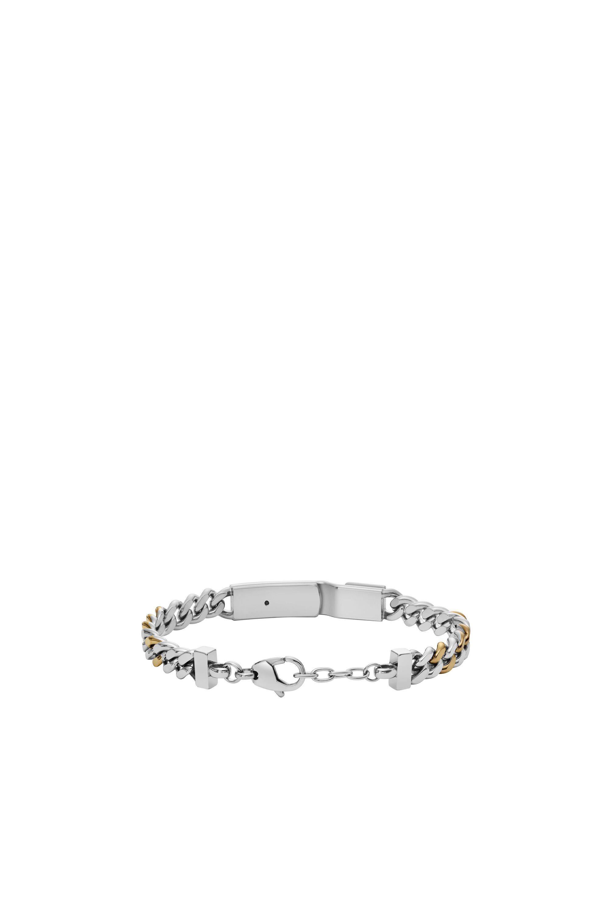 Diesel - DX1457, Unisex's Two-Tone Stainless Steel ID Chain Bracelet in シルバー - 1