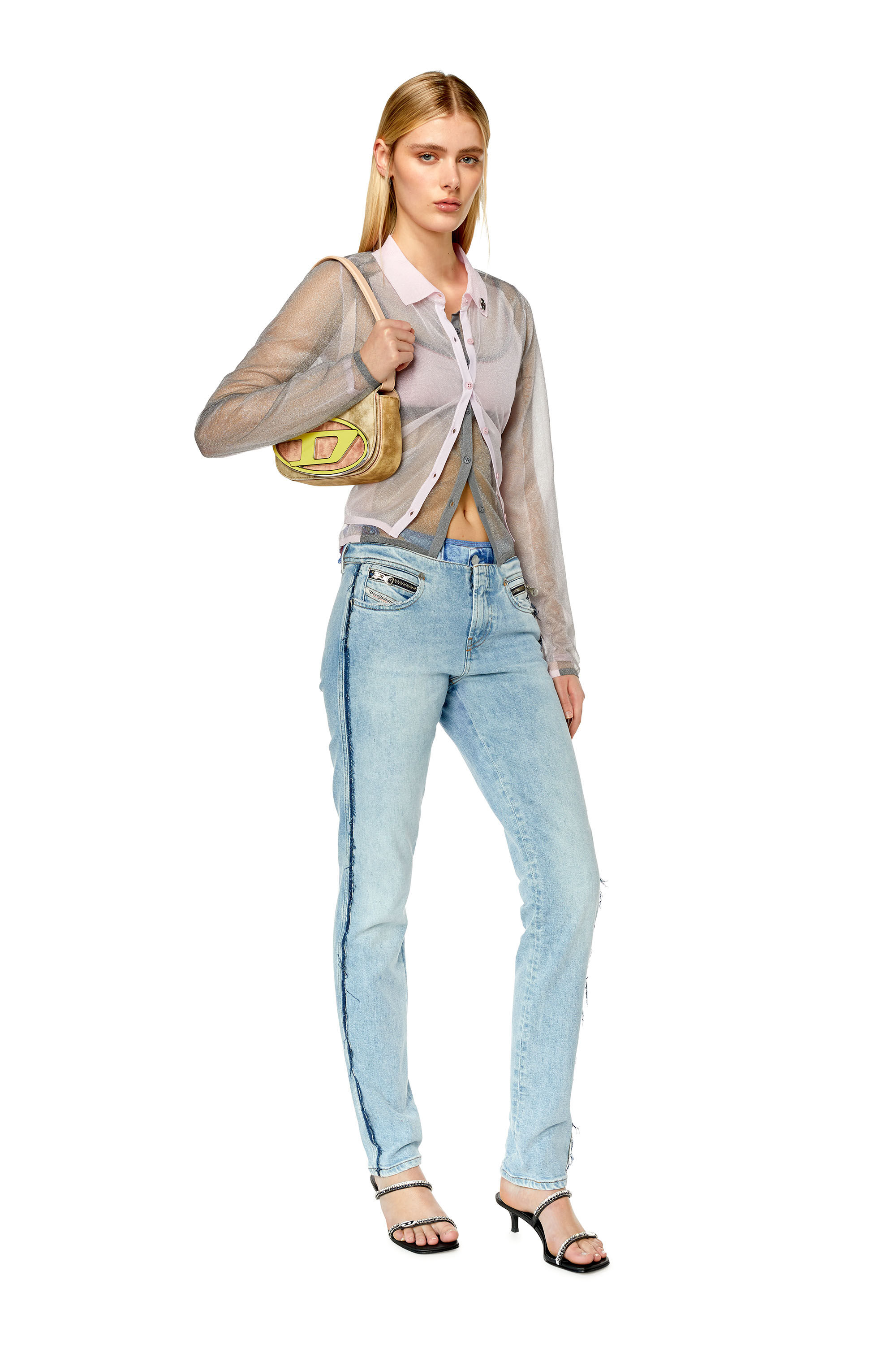 Diesel - M-IRIANY, Female's 長袖 ニット シャツ レイヤード in フェースパウダー - 1