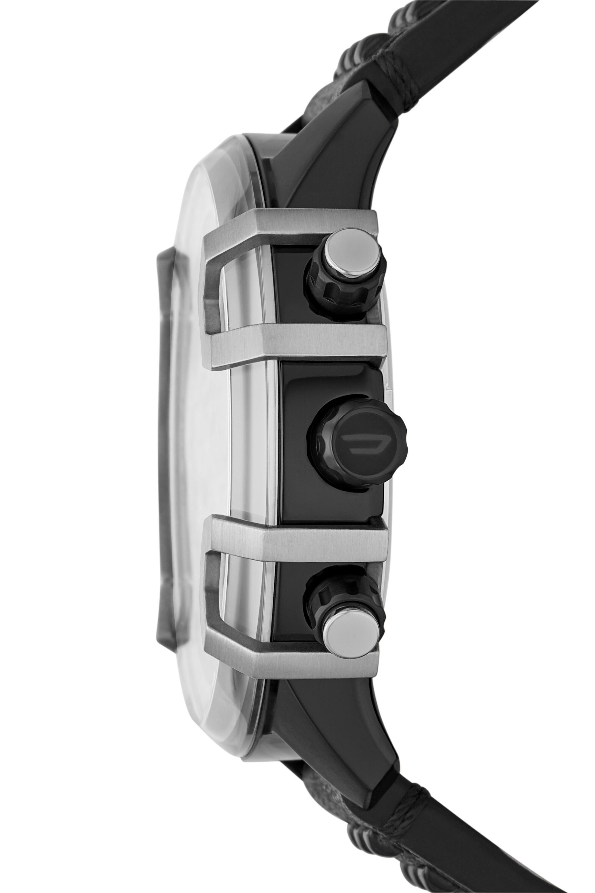 Diesel - DZ4571, Male's Griffed chronograph black leather watch in ブラック - 3