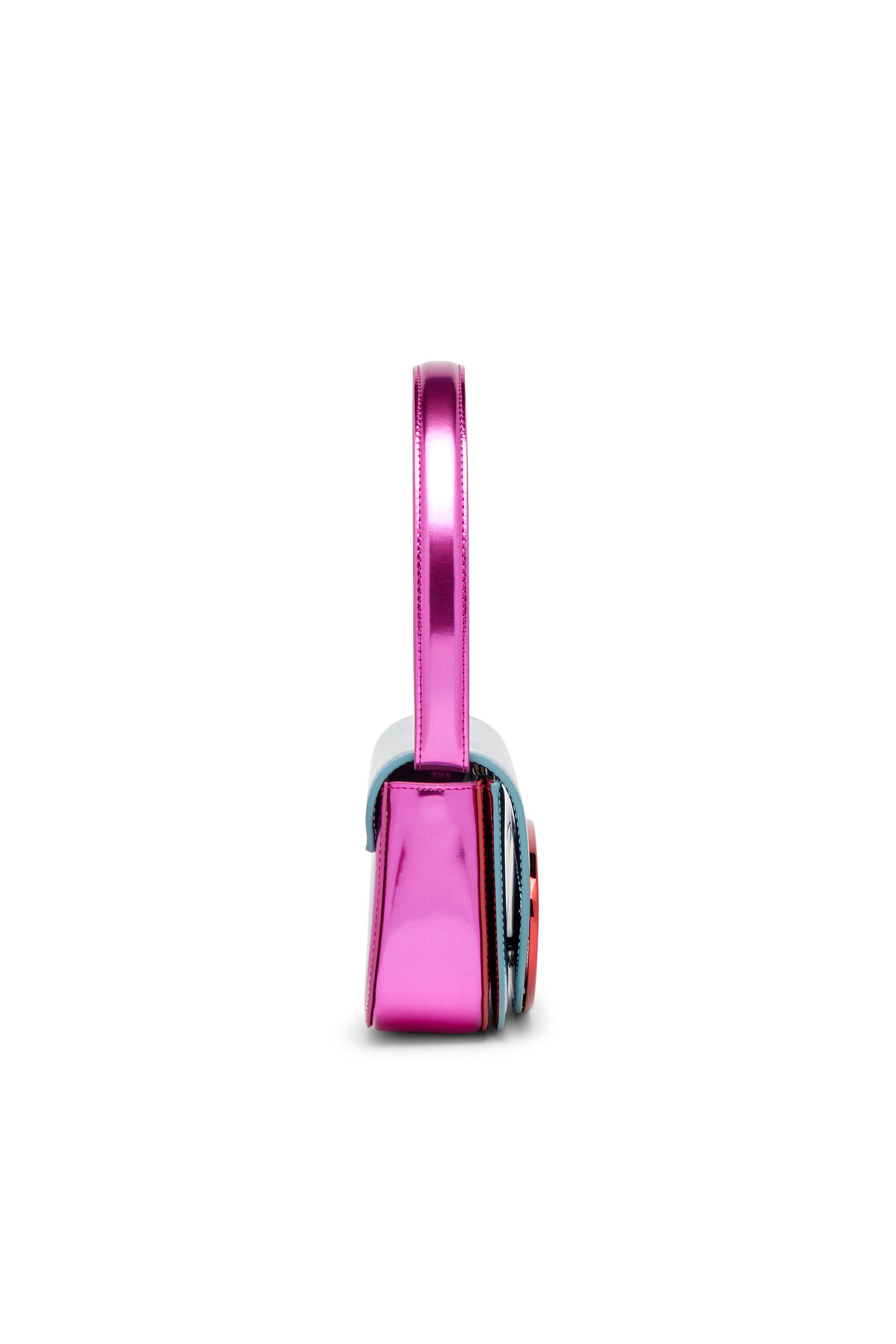 Diesel - 1DR, Female's 1DR-Iconic shoulder bag in mirror leather in ブルー/レッド - 4